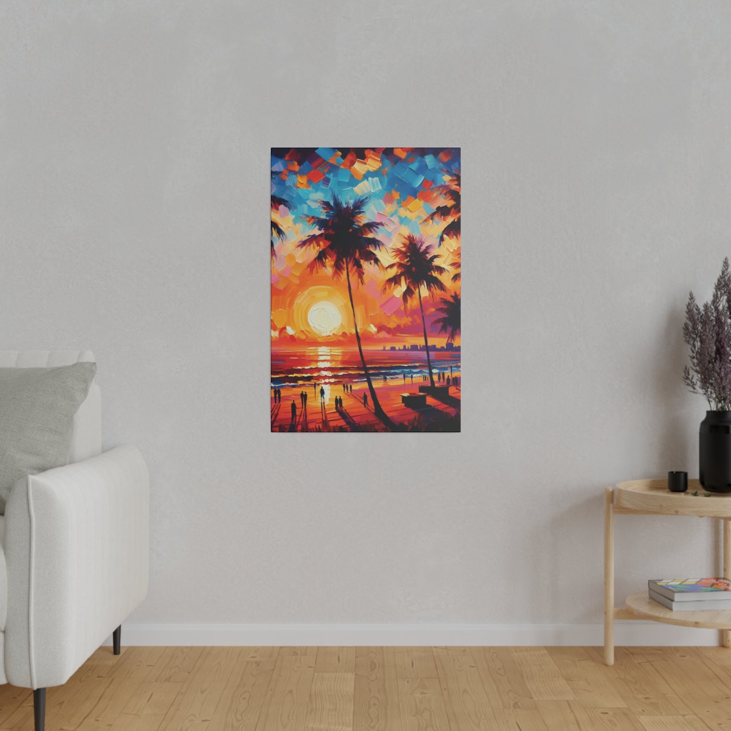 9753F - miami beach art, sunset background, ocean art work, beach art work, sunset designs, miami beach painting, miami beach print