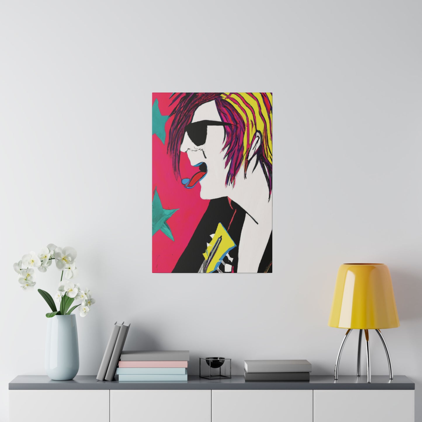 4447P - Rockstar Painting Print | Face | Abstract | Poster | Home Decor | Wall Art | Music Art | Canvas