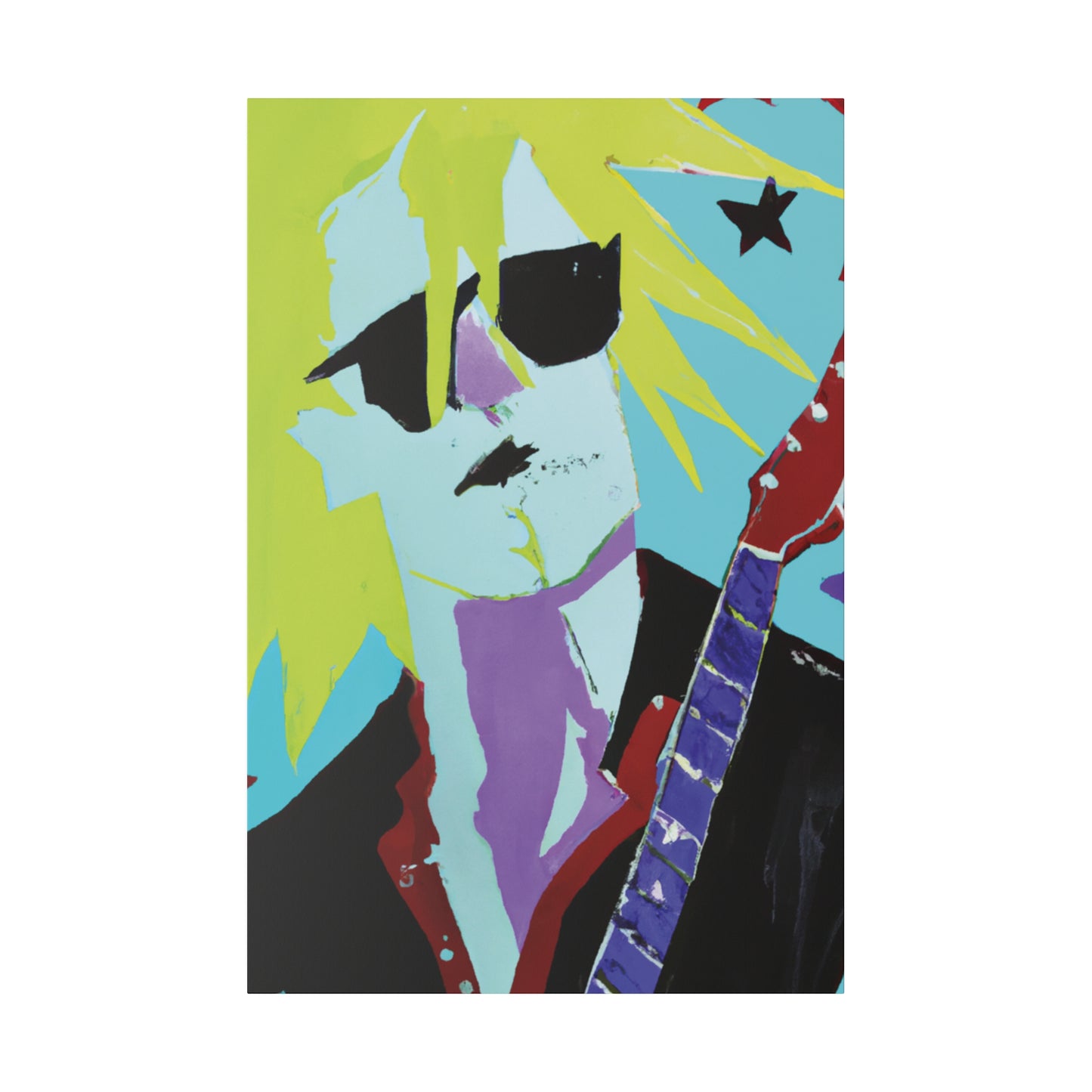 8267F - Rockstar Painting Print | Face | Abstract | Poster | Home Decor | Wall Art | Music Art | Canvas