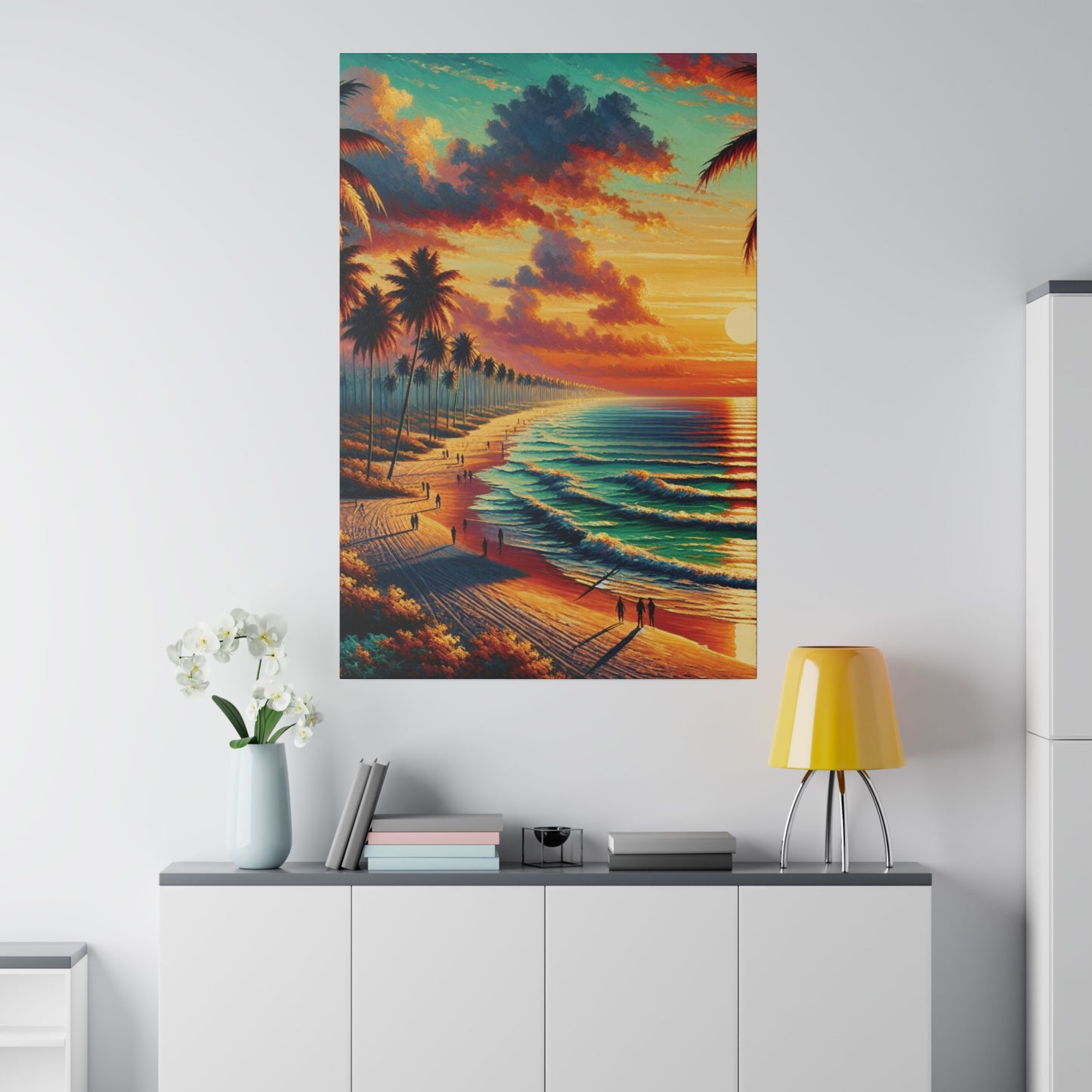 4832K - miami beach art, sunset background, ocean art work, beach art work, sunset designs, miami beach painting, miami beach print