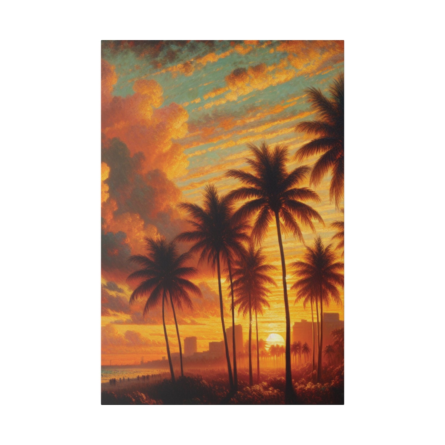 3658R - miami beach art, sunset background, ocean art work, beach art work, sunset designs, miami beach painting, miami beach print