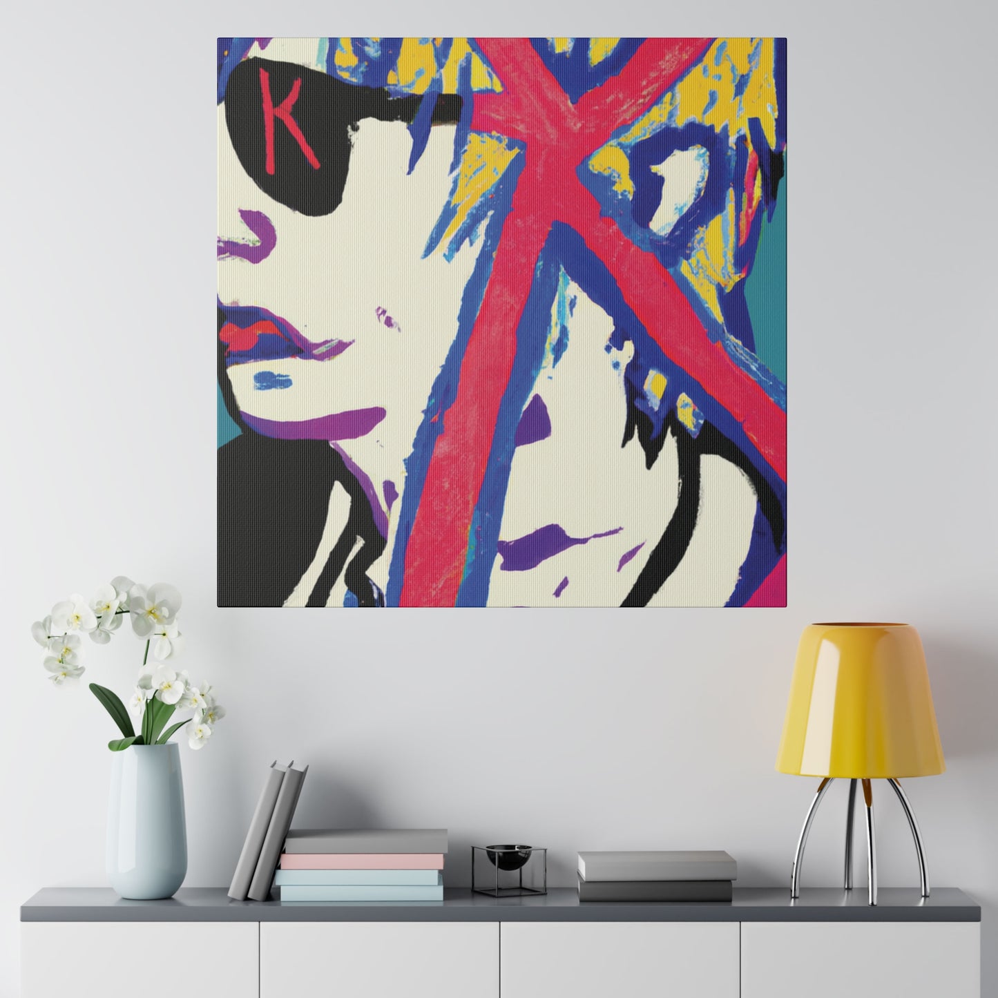 2460Y - Rockstar Painting Print | Face | Abstract | Poster | Home Decor | Wall Art | Music Art | Canvas