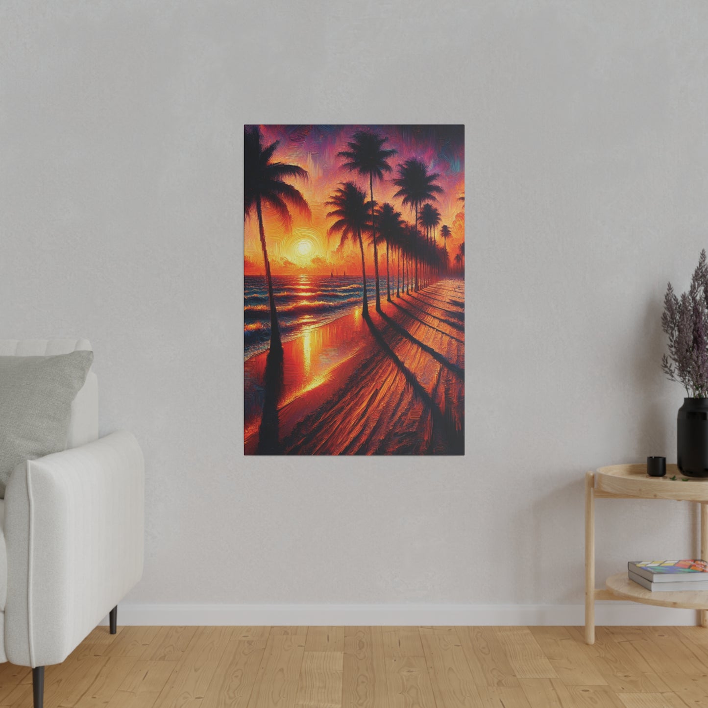 7132Q - miami beach art, sunset background, ocean art work, beach art work, sunset designs, miami beach painting, miami beach print