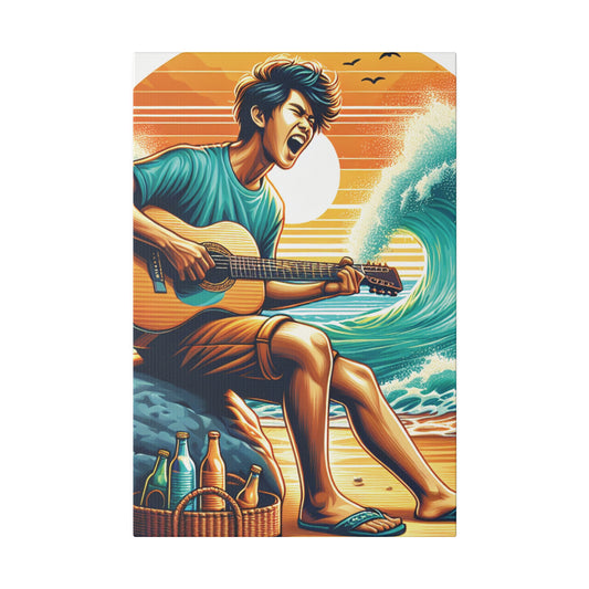 2837K - music art work, musician gift ideas, sunset background, sunset designs, ocean art work, beach art work, guitar art work, guitar player