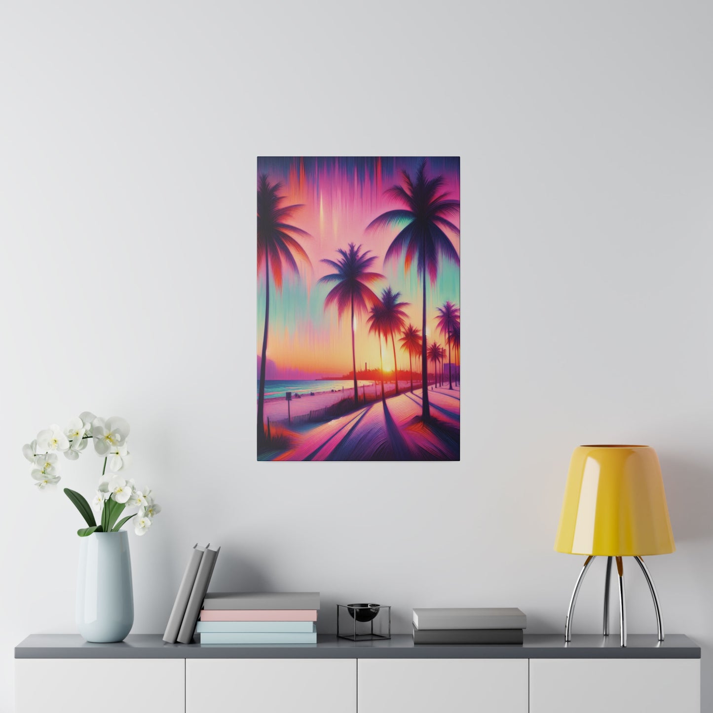 7892Z - miami beach art, sunset background, ocean art work, beach art work, sunset designs, miami beach painting, miami beach print