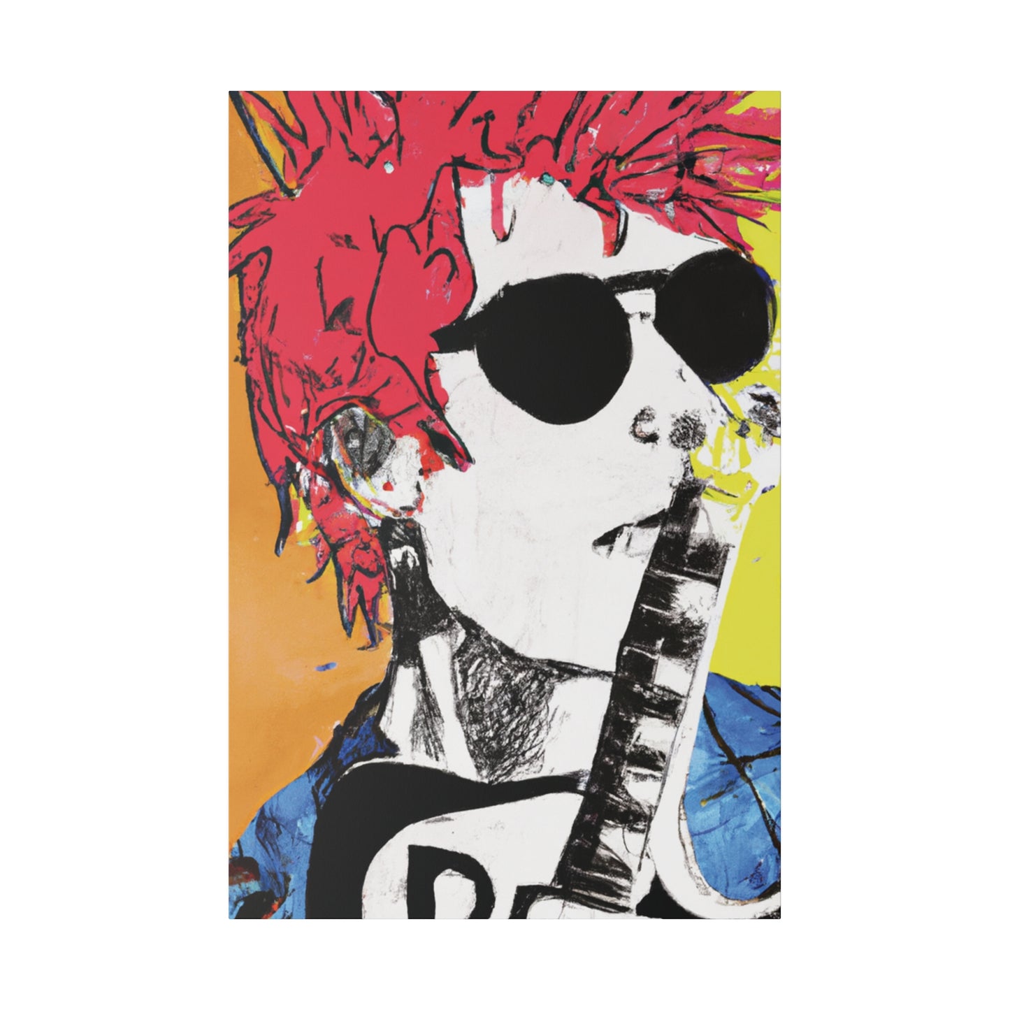 8995T - Rockstar Painting Print | Face | Abstract | Poster | Home Decor | Wall Art | Music Art | Canvas