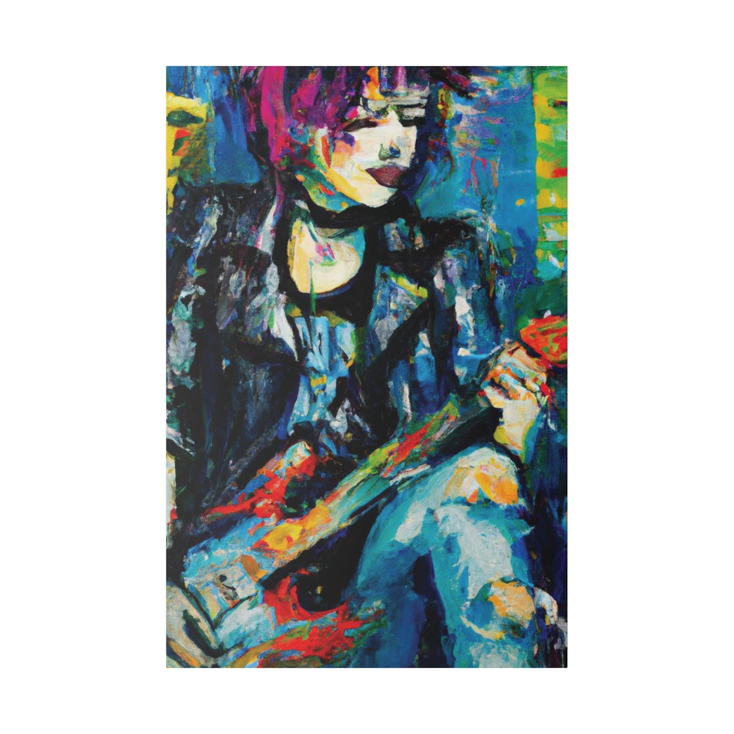 9733T - Rockstar Oil Painting Style Print | Poster | Home Decor | Wall Art | Music Art | Canvas