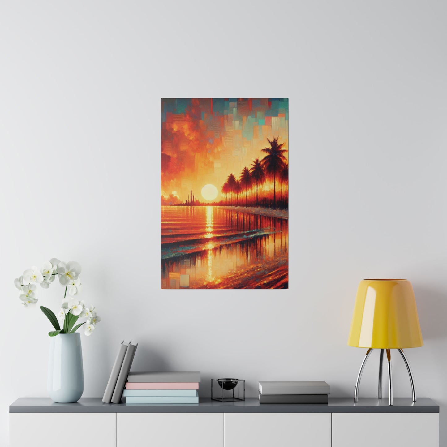 4172M - miami beach art, sunset background, ocean art work, beach art work, sunset designs, miami beach painting, miami beach print