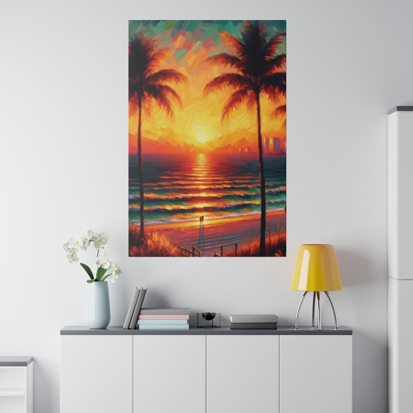 3569G - miami beach art, sunset background, ocean art work, beach art work, sunset designs, miami beach painting, miami beach print