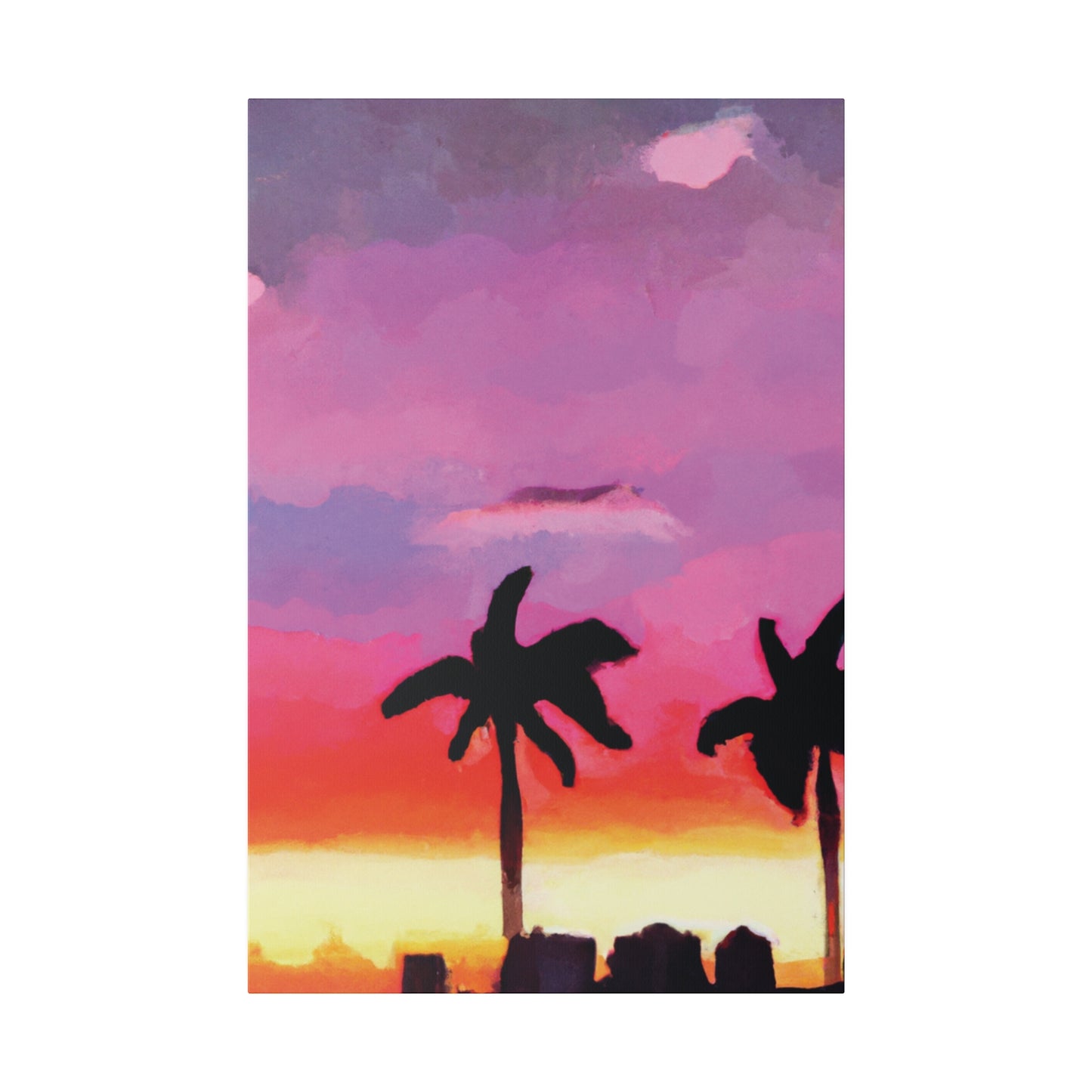 4393K - Miami Beach Sunset Painting Print | Miami | Beach | Sunset | Poster | Home Decor | Wall Art | Canvas