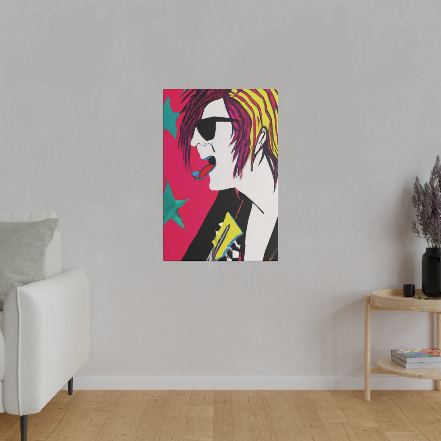 4447P - Rockstar Painting Print | Face | Abstract | Poster | Home Decor | Wall Art | Music Art | Canvas