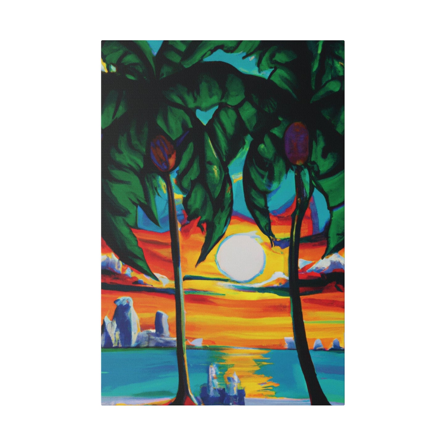 7643V - Miami Beach Sunset Painting Print | Miami | Beach | Sunset | Poster | Home Decor | Wall Art | Canvas