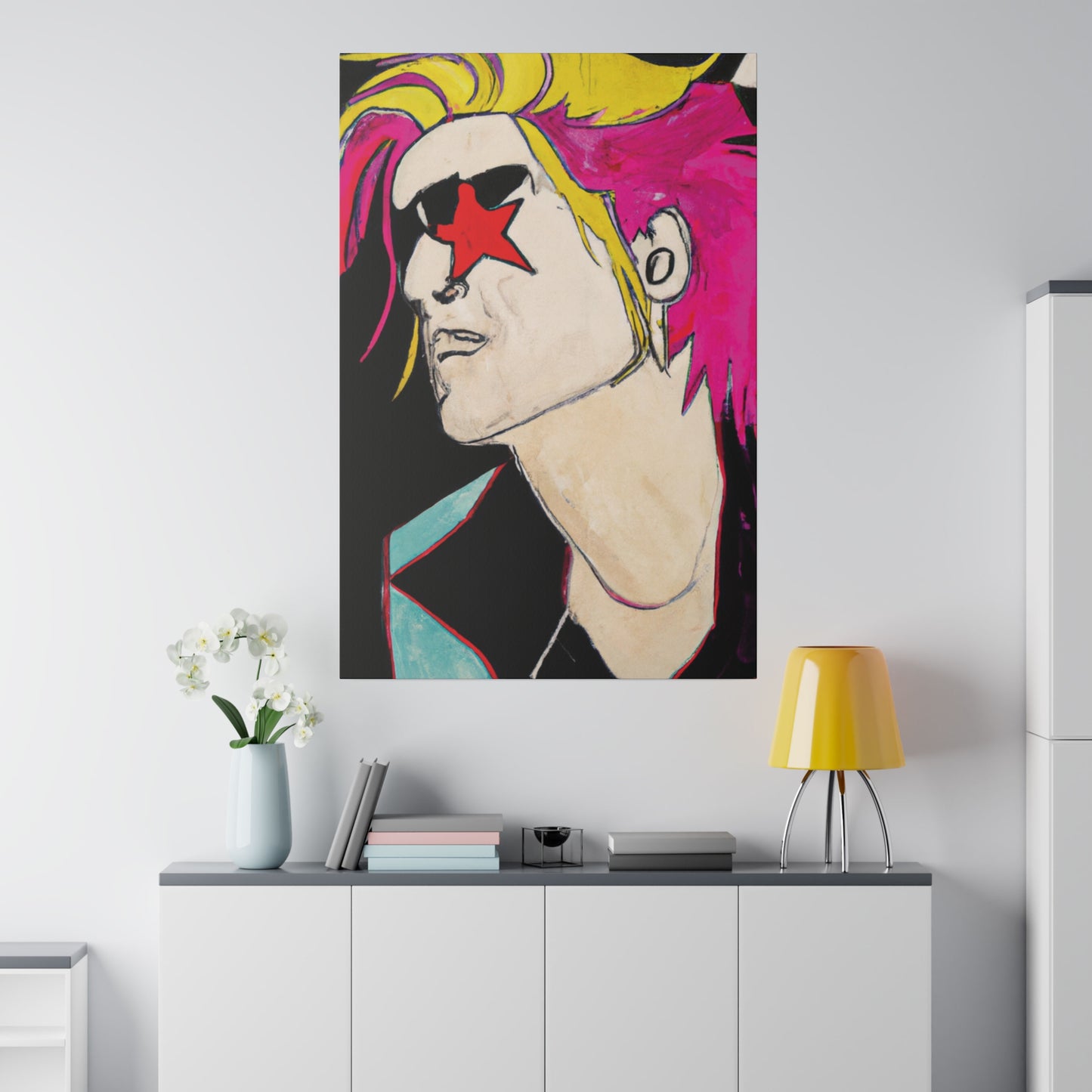 1845V - Rockstar Painting Print | Face | Abstract | Poster | Home Decor | Wall Art | Music Art | Canvas