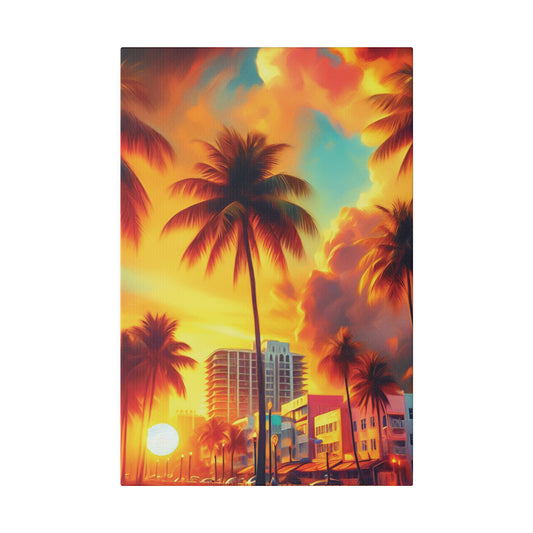 3187T - miami beach art, sunset background, ocean art work, beach art work, sunset designs, miami beach painting, miami beach print