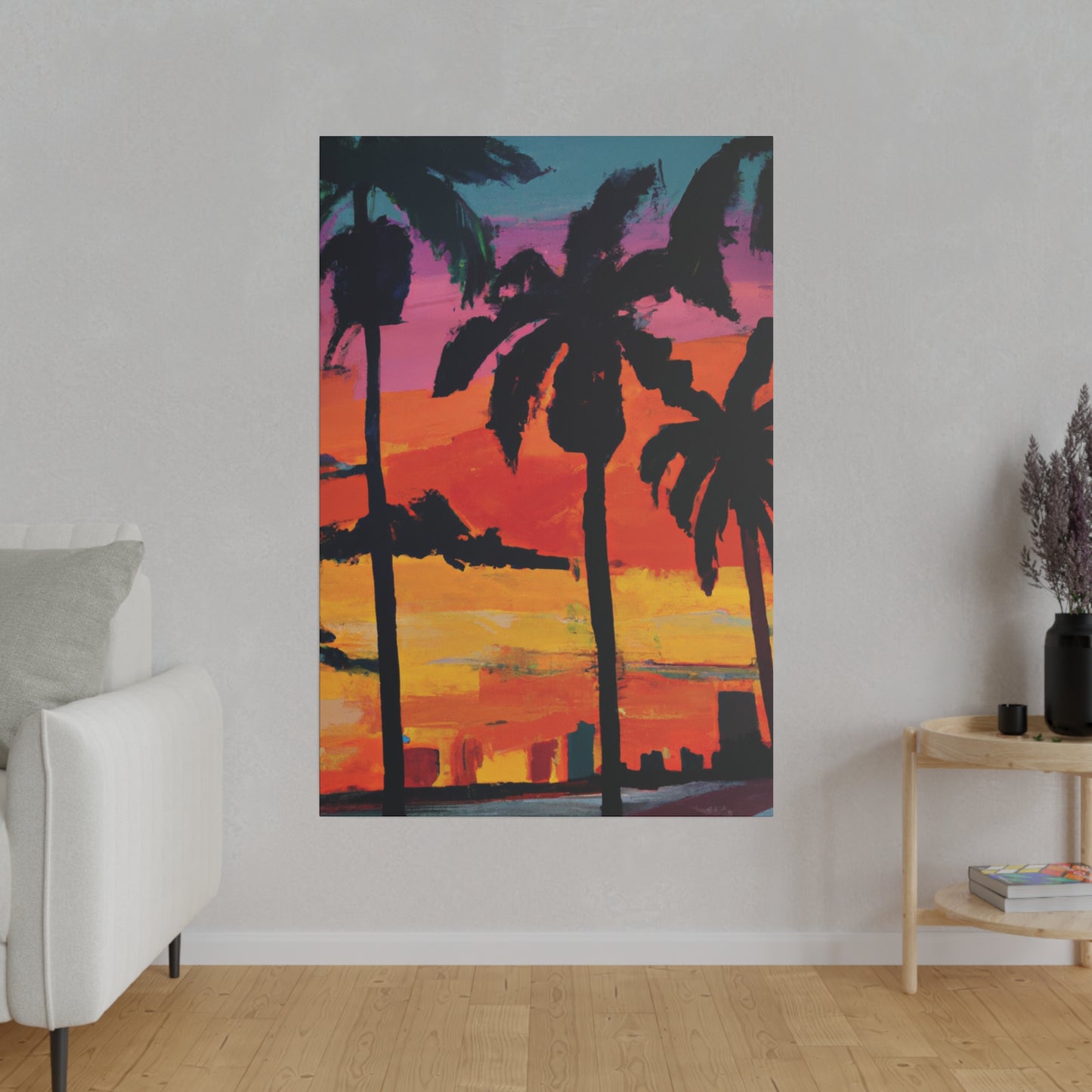 7389S - Miami Beach Sunset Painting Print | Miami | Beach | Sunset | Poster | Home Decor | Wall Art | Canvas