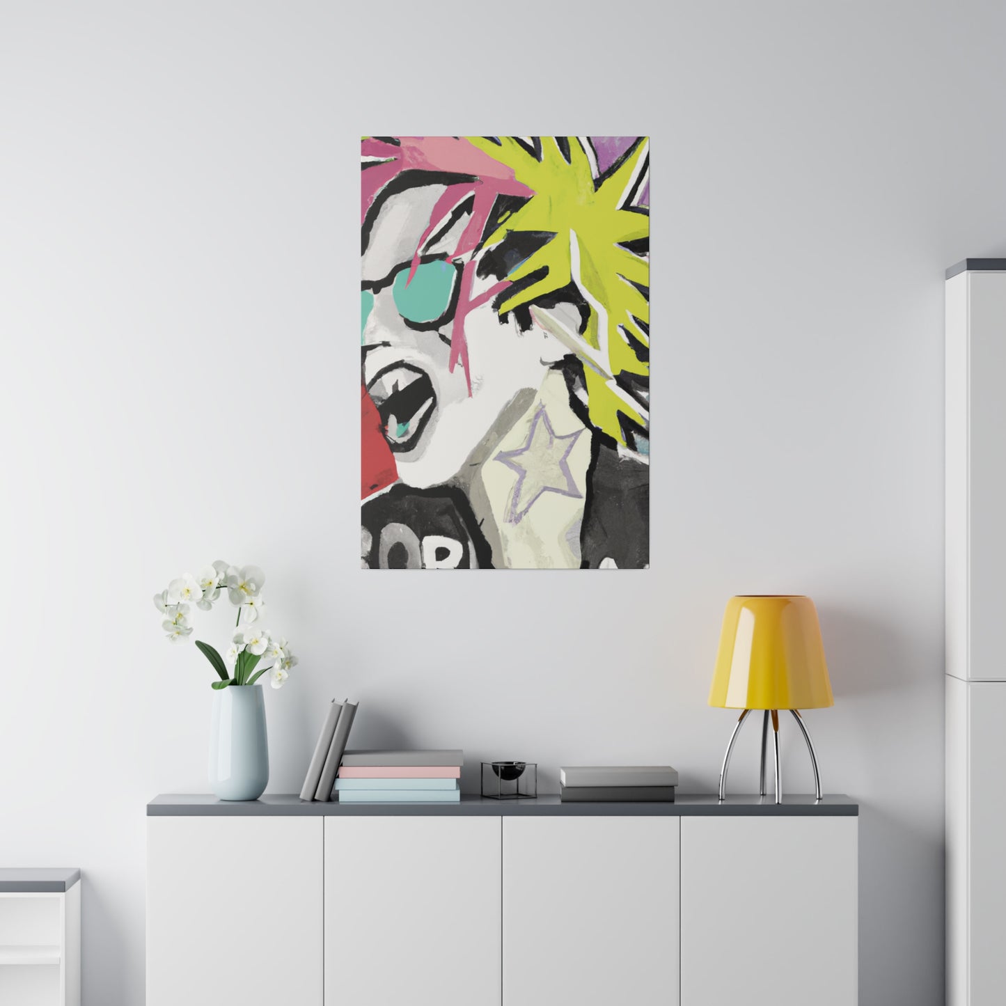 9589K - Rockstar Painting Print | Face | Abstract | Poster | Home Decor | Wall Art | Music Art | Canvas