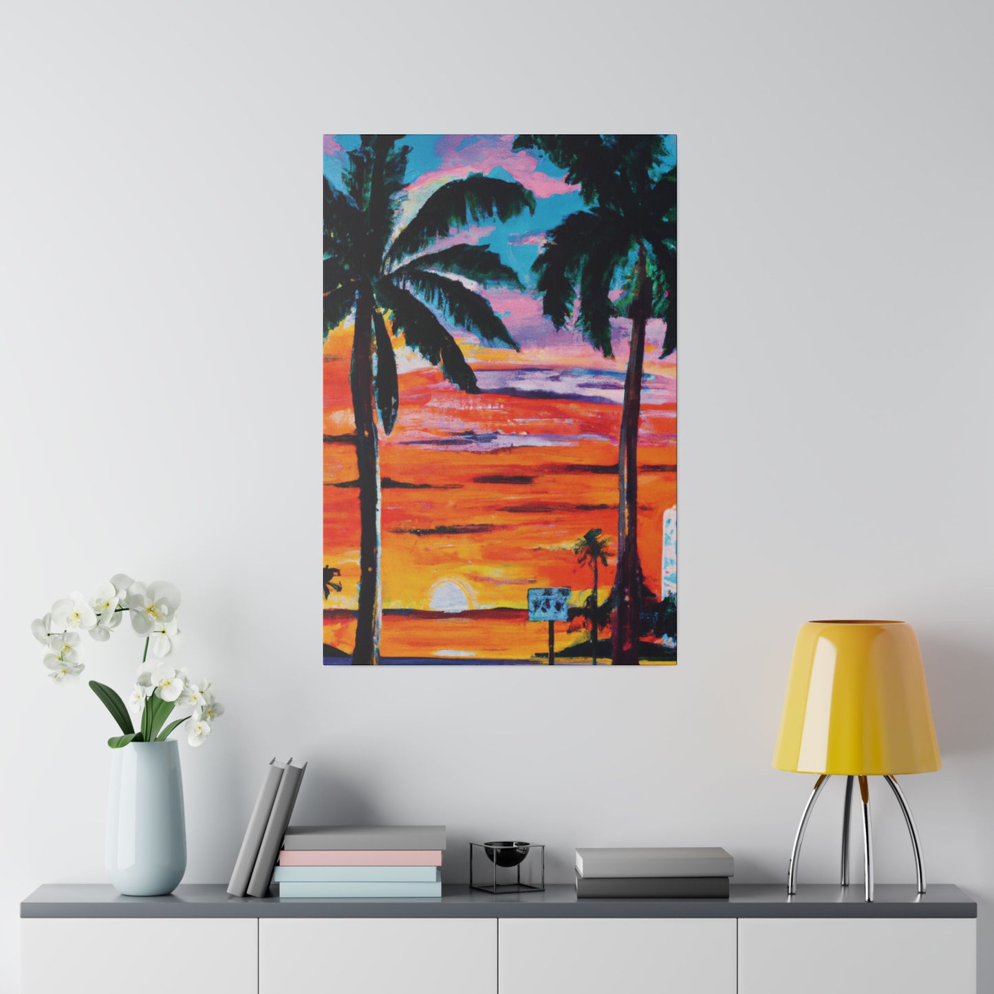 7358V - Miami Beach Sunset Painting Print | Miami | Beach | Sunset | Poster | Home Decor | Wall Art | Canvas