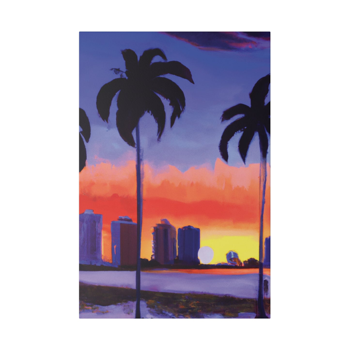 6829T - Miami Beach Sunset Painting Print | Miami | Beach | Sunset | Poster | Home Decor | Wall Art | Canvas