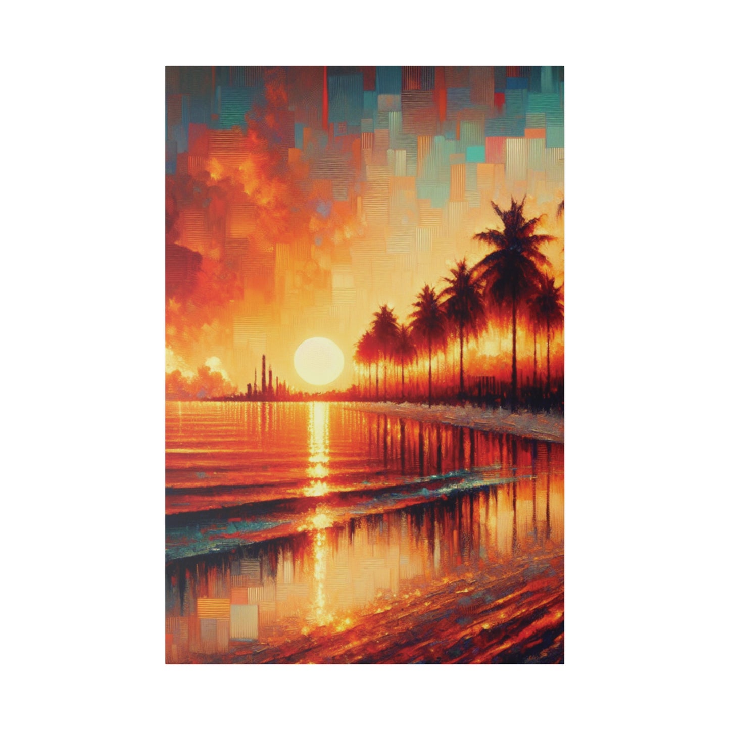 4172M - miami beach art, sunset background, ocean art work, beach art work, sunset designs, miami beach painting, miami beach print