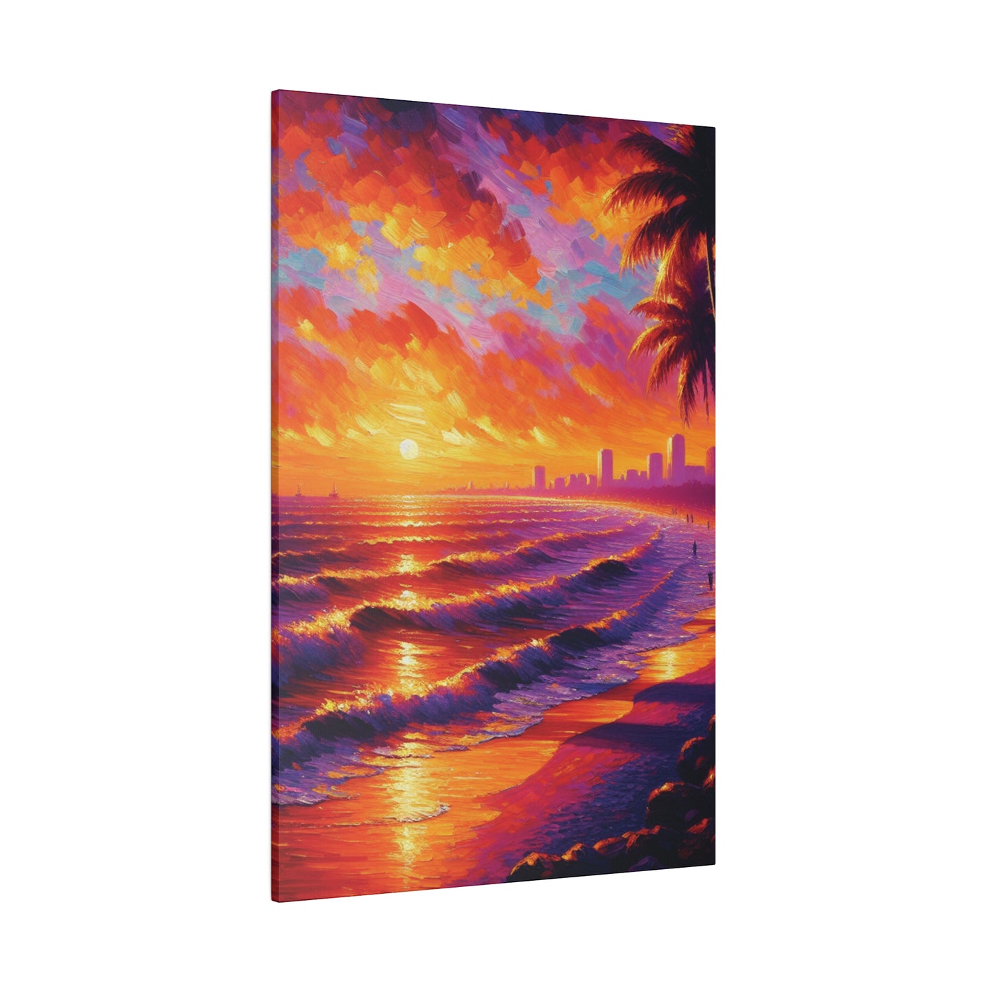 7543E - miami beach art, sunset background, ocean art work, beach art work, sunset designs, miami beach painting, miami beach print