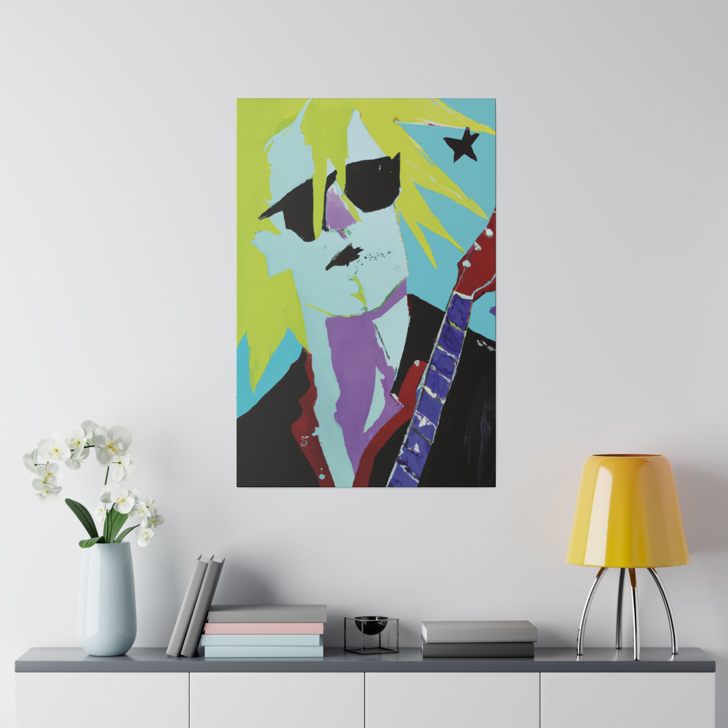 8267F - Rockstar Painting Print | Face | Abstract | Poster | Home Decor | Wall Art | Music Art | Canvas