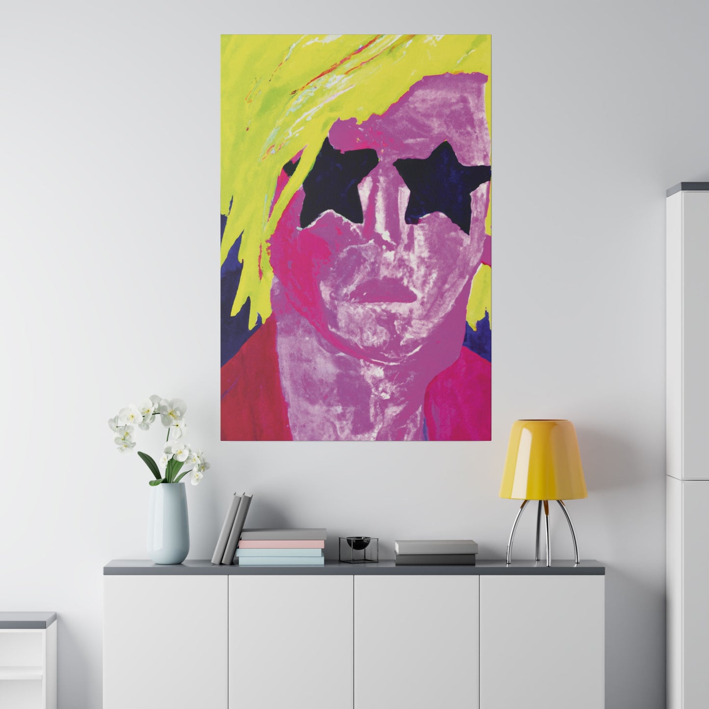 7563W - Rockstar Painting Print | Face | Abstract | Poster | Home Decor | Wall Art | Music Art | Canvas