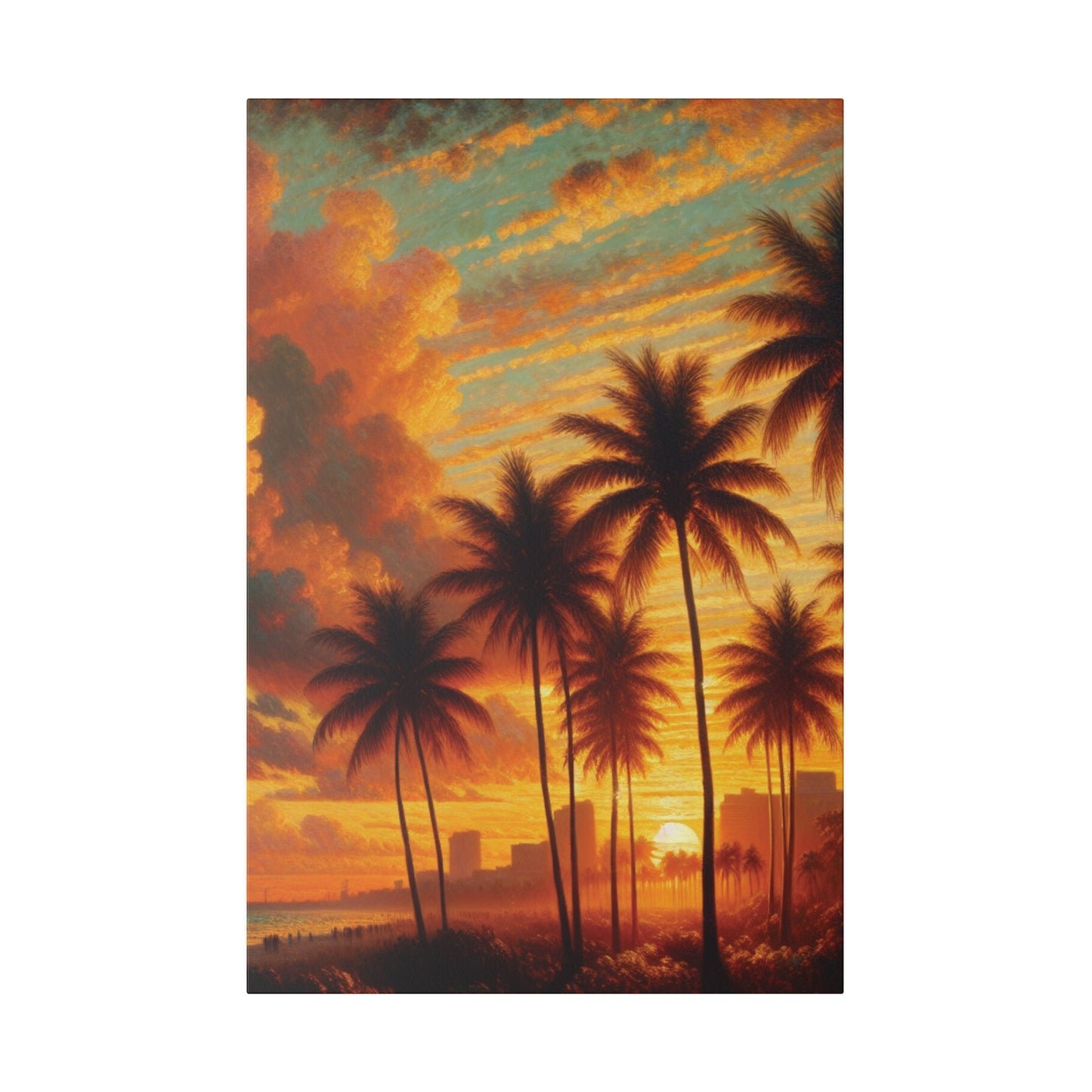 3658R - miami beach art, sunset background, ocean art work, beach art work, sunset designs, miami beach painting, miami beach print