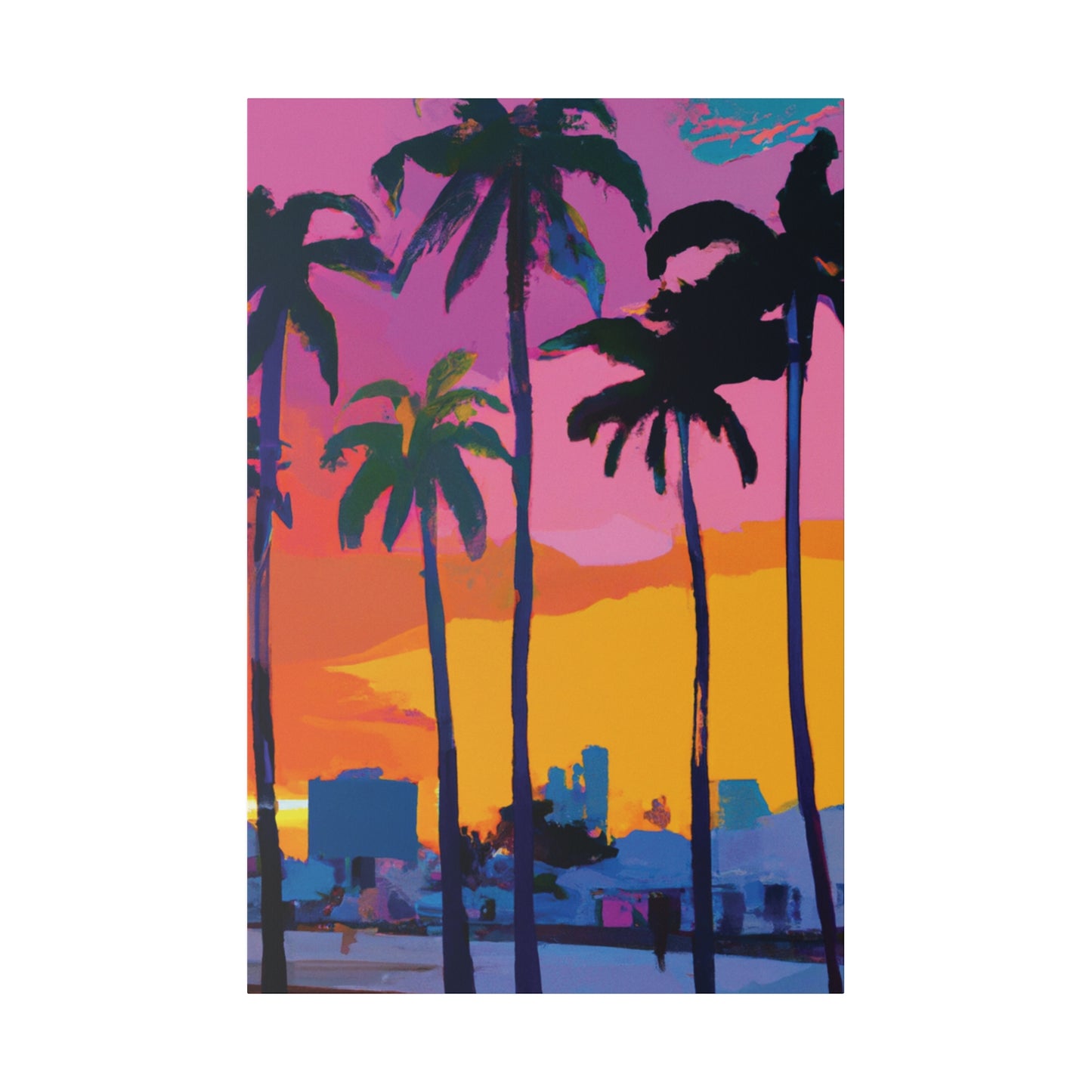 3546F - Miami Beach Sunset Painting Print | Miami | Beach | Sunset | Poster | Home Decor | Wall Art | Canvas