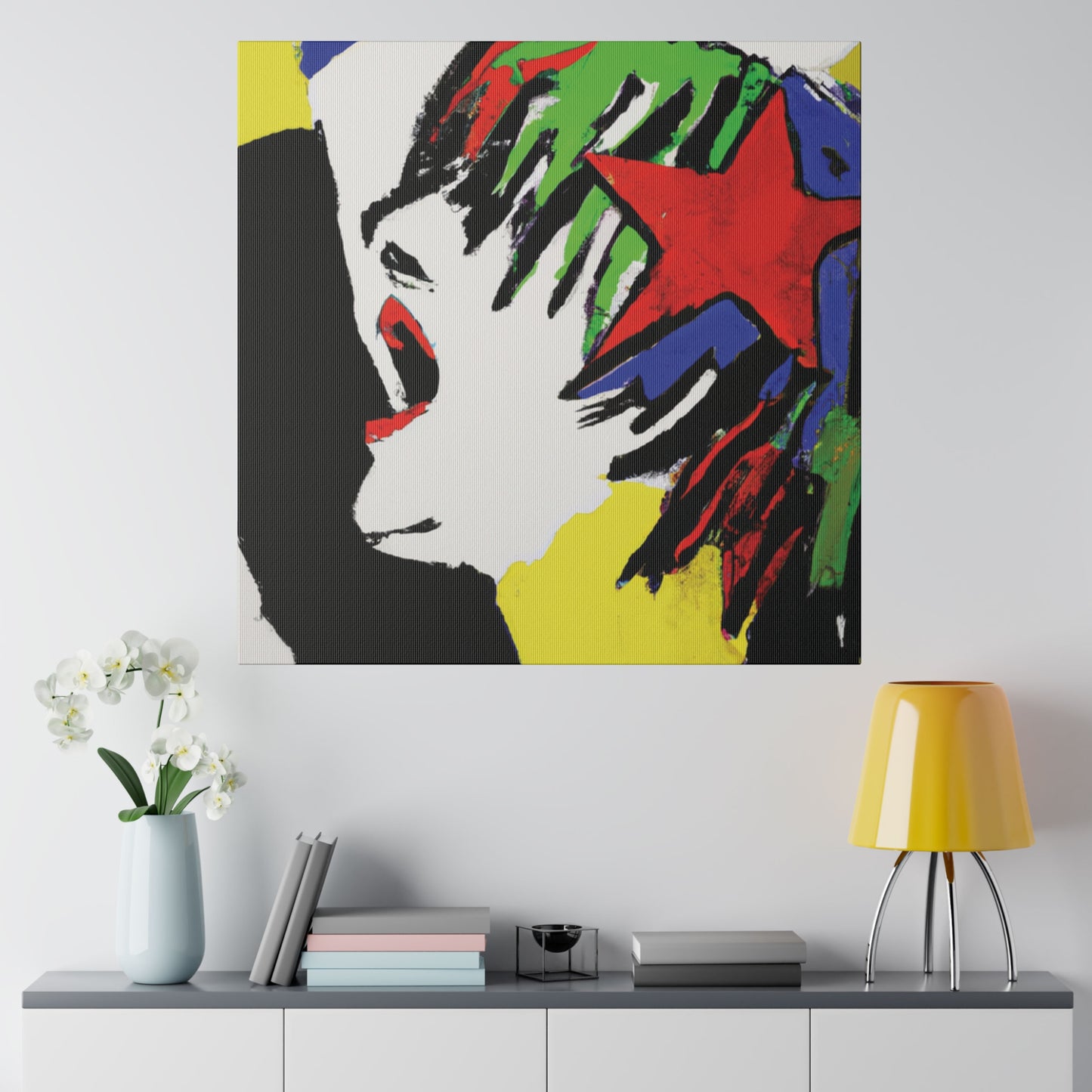 5673W - Rockstar Painting Print | Face | Abstract | Poster | Home Decor | Wall Art | Music Art | Canvas