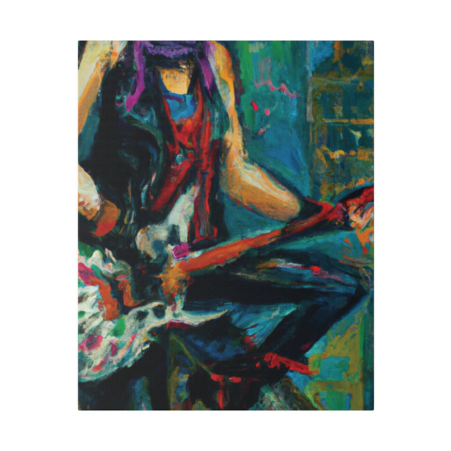 1163E - Rockstar Oil Painting Style Print | Poster | Home Decor | Wall Art | Music Art | Canvas