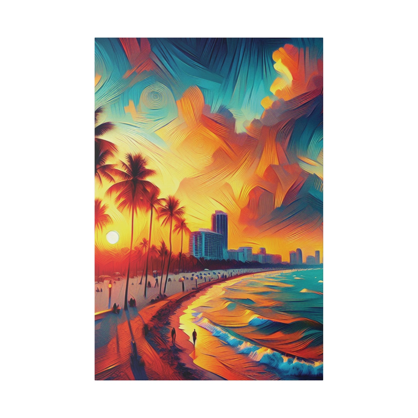 1287B - miami beach art, sunset background, ocean art work, beach art work, sunset designs, miami beach painting, miami beach print