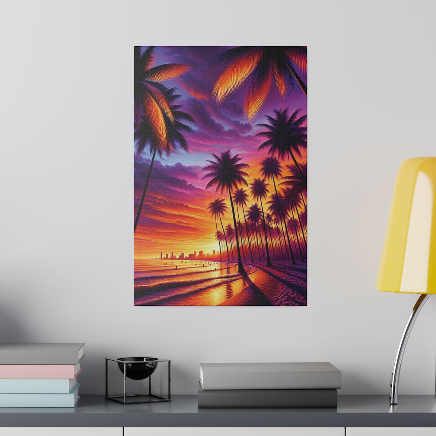 7329E - miami beach art, sunset background, ocean art work, beach art work, sunset designs, miami beach painting, miami beach print