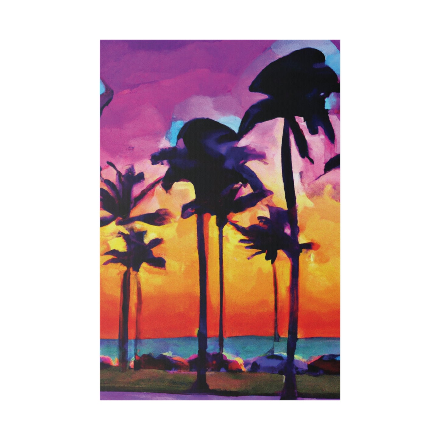 9824V - Miami Beach Sunset Painting Print | Miami | Beach | Sunset | Poster | Home Decor | Wall Art | Canvas
