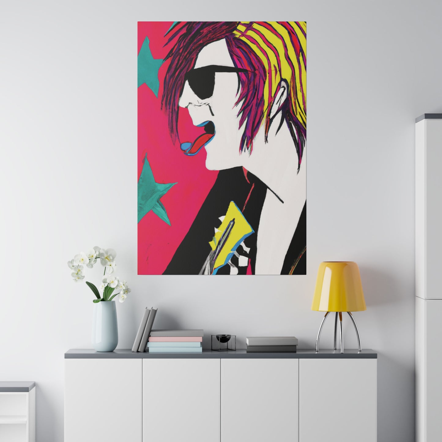 4447P - Rockstar Painting Print | Face | Abstract | Poster | Home Decor | Wall Art | Music Art | Canvas