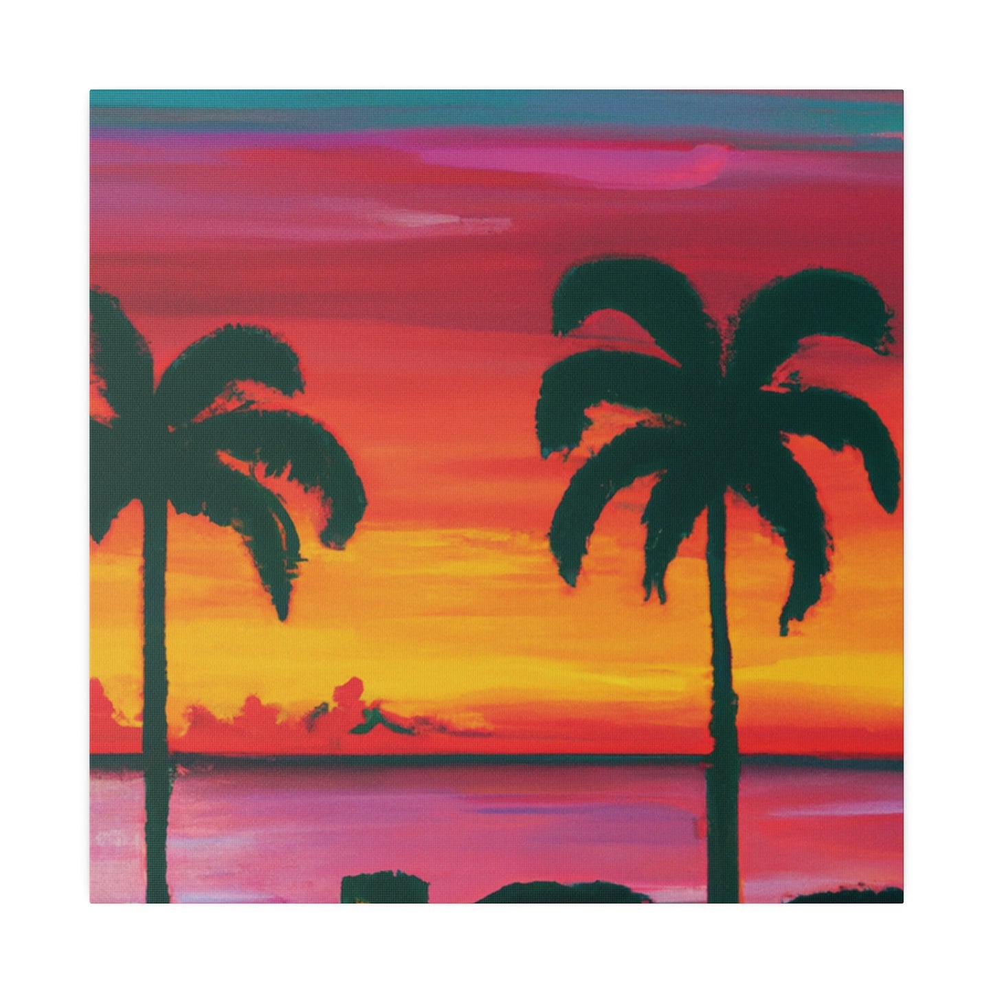 3275A - Miami Beach Sunset Painting Print | Miami | Beach | Sunset | Poster | Home Decor | Wall Art | Canvas