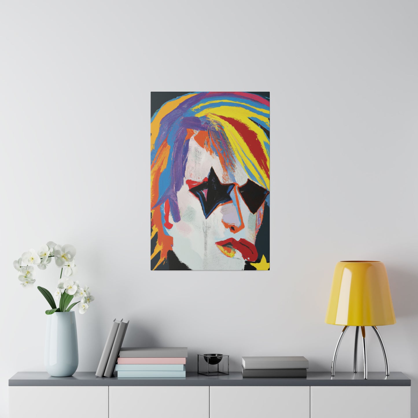 5673A - Rockstar Painting Print | Face | Abstract | Poster | Home Decor | Wall Art | Music Art | Canvas