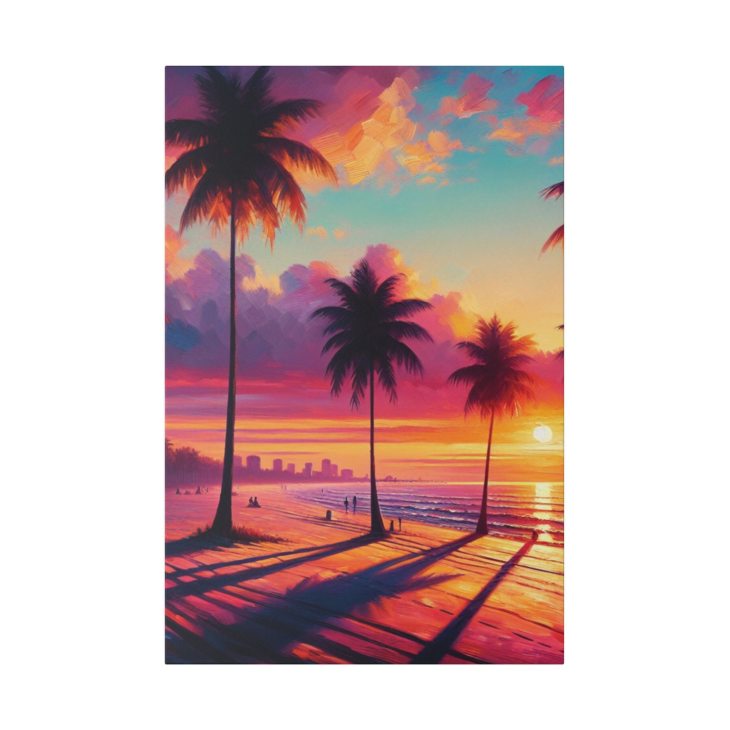 3796Q - miami beach art, sunset background, ocean art work, beach art work, sunset designs, miami beach painting, miami beach print