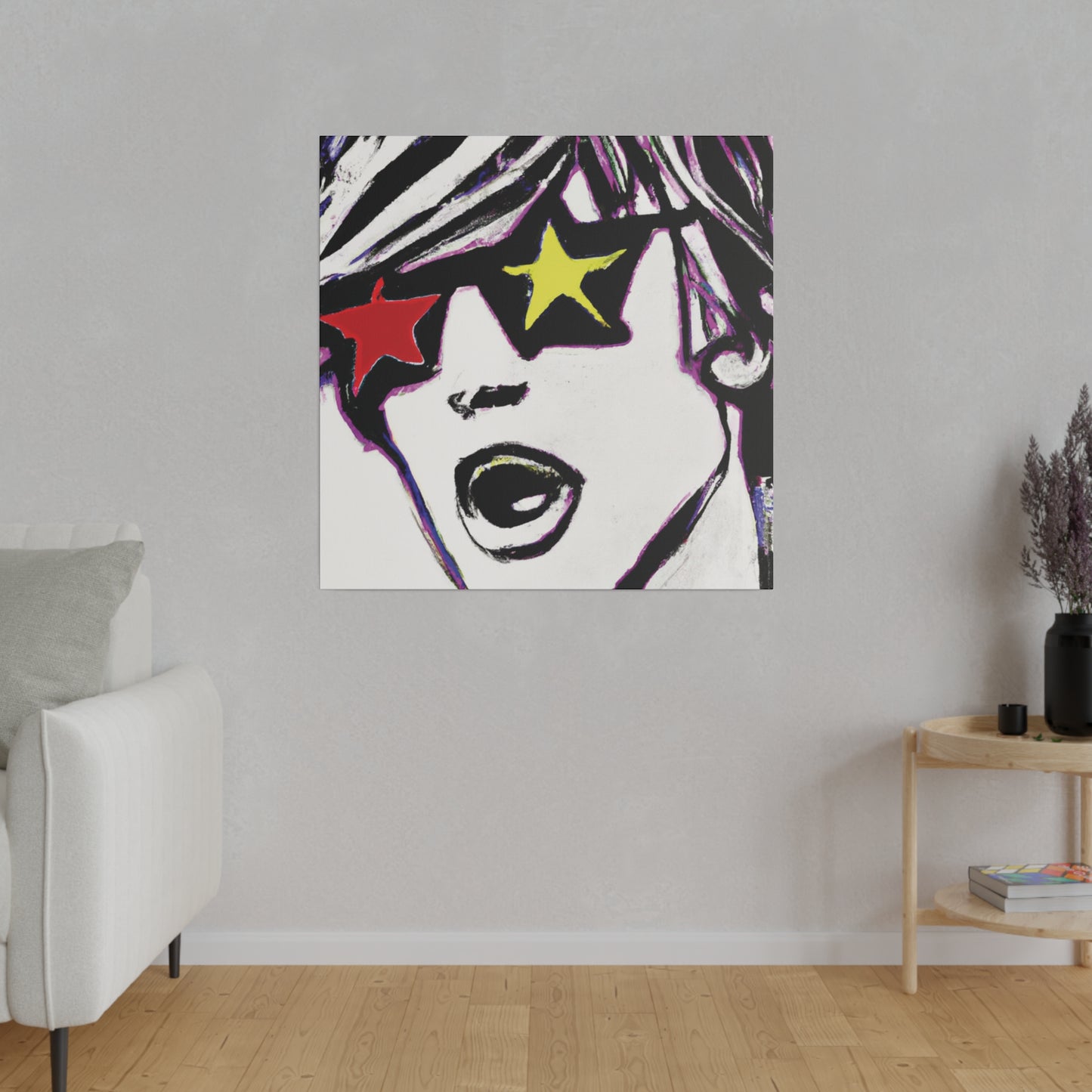 4532A - Rockstar Painting Print | Face | Abstract | Poster | Home Decor | Wall Art | Music Art | Canvas