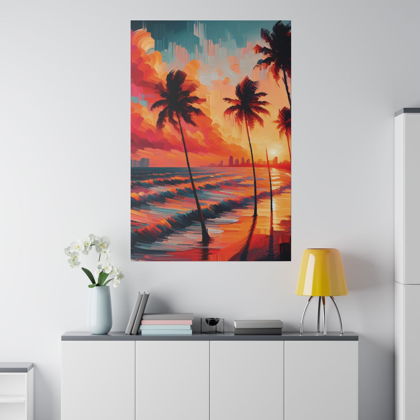 2476Z - miami beach art, sunset background, ocean art work, beach art work, sunset designs, miami beach painting, miami beach print