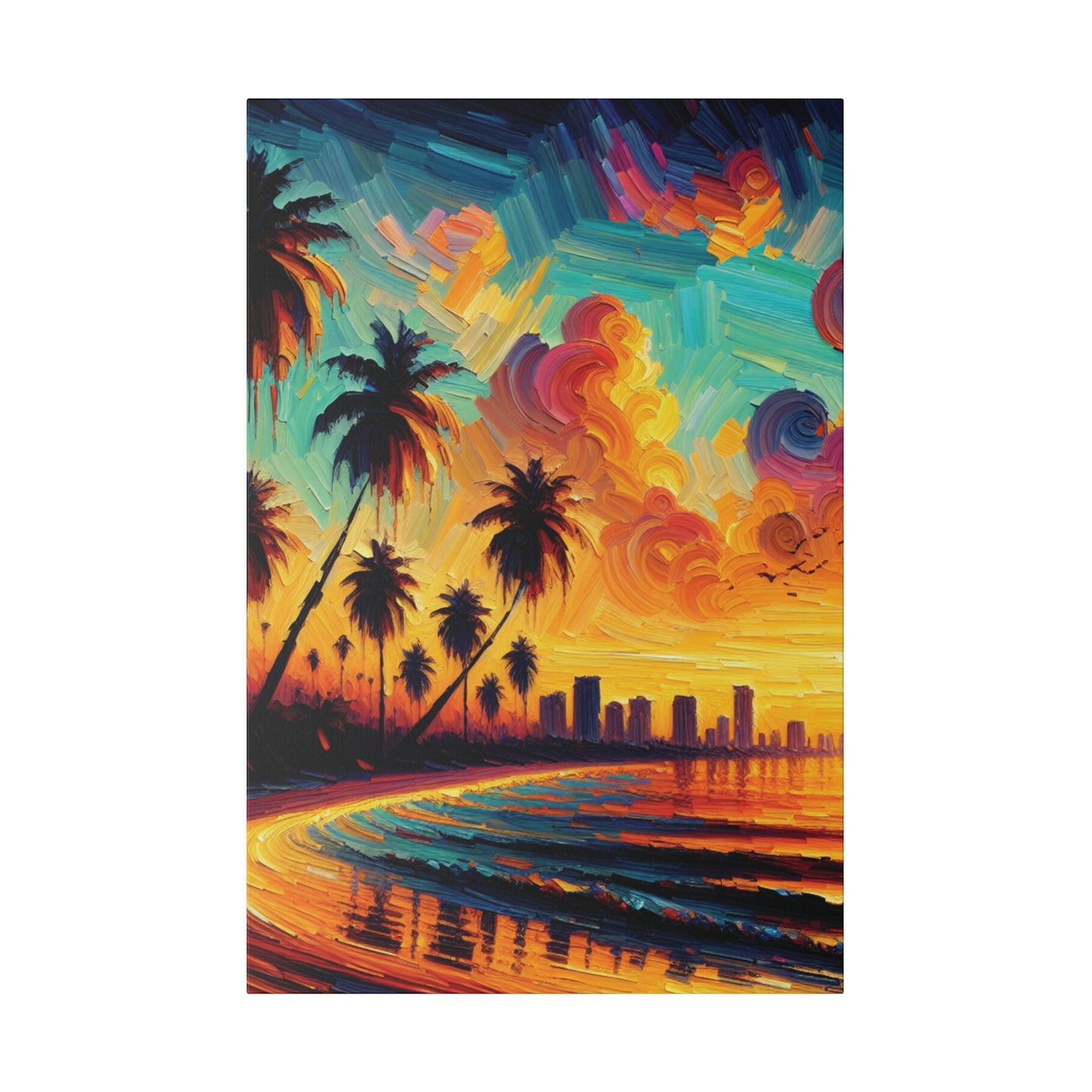 3726Z - miami beach art, sunset background, ocean art work, beach art work, sunset designs, miami beach painting, miami beach print