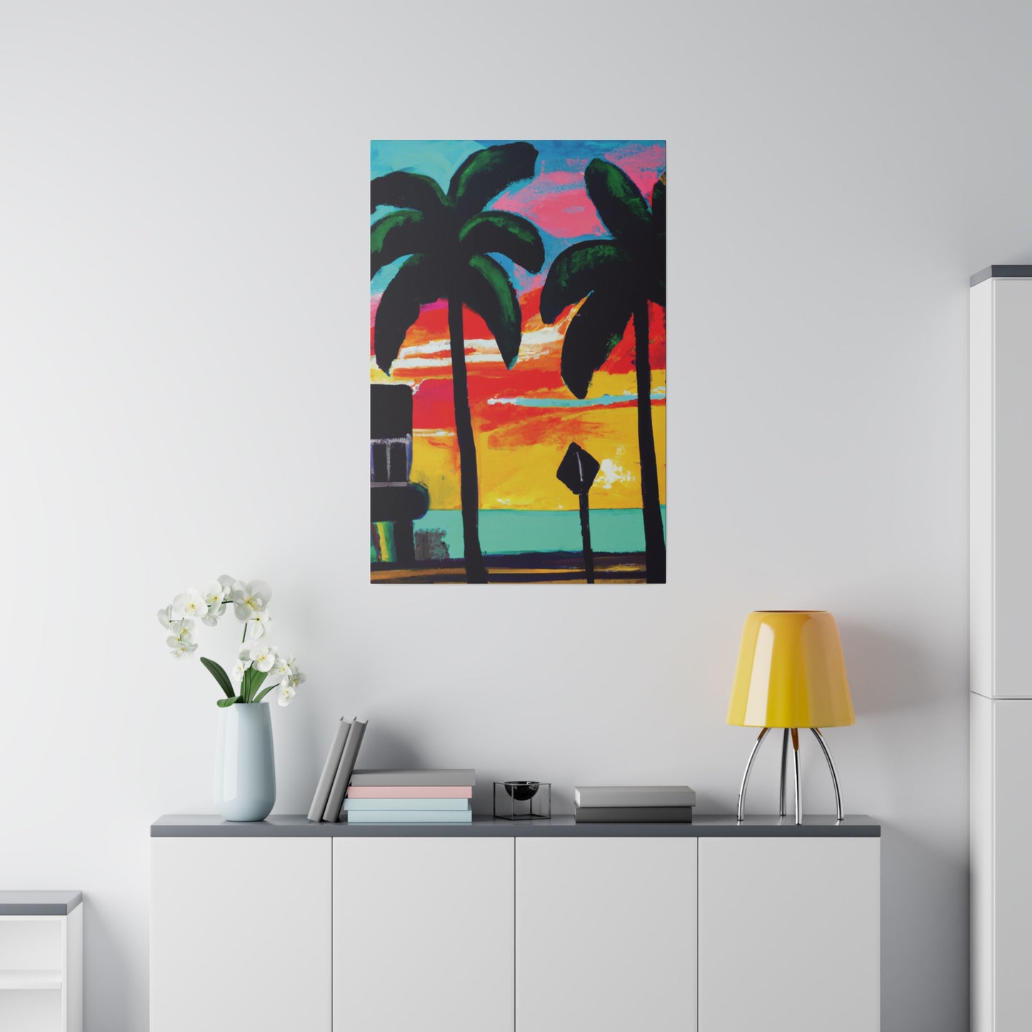 9346Y - Miami Beach Sunset Painting Print | Miami | Beach | Sunset | Poster | Home Decor | Wall Art | Canvas