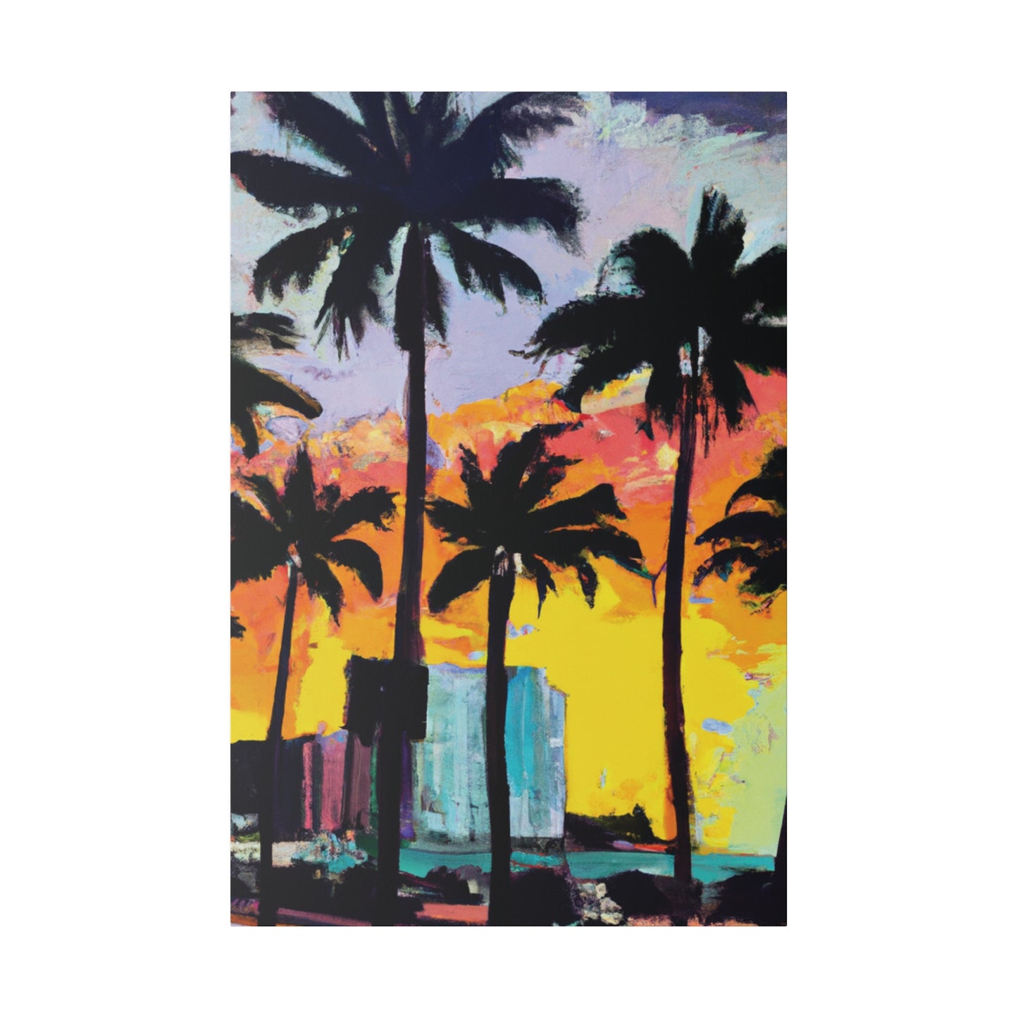 10266L - Miami Beach Sunset Painting Print | Miami | Beach | Sunset | Poster | Home Decor | Wall Art | Canvas