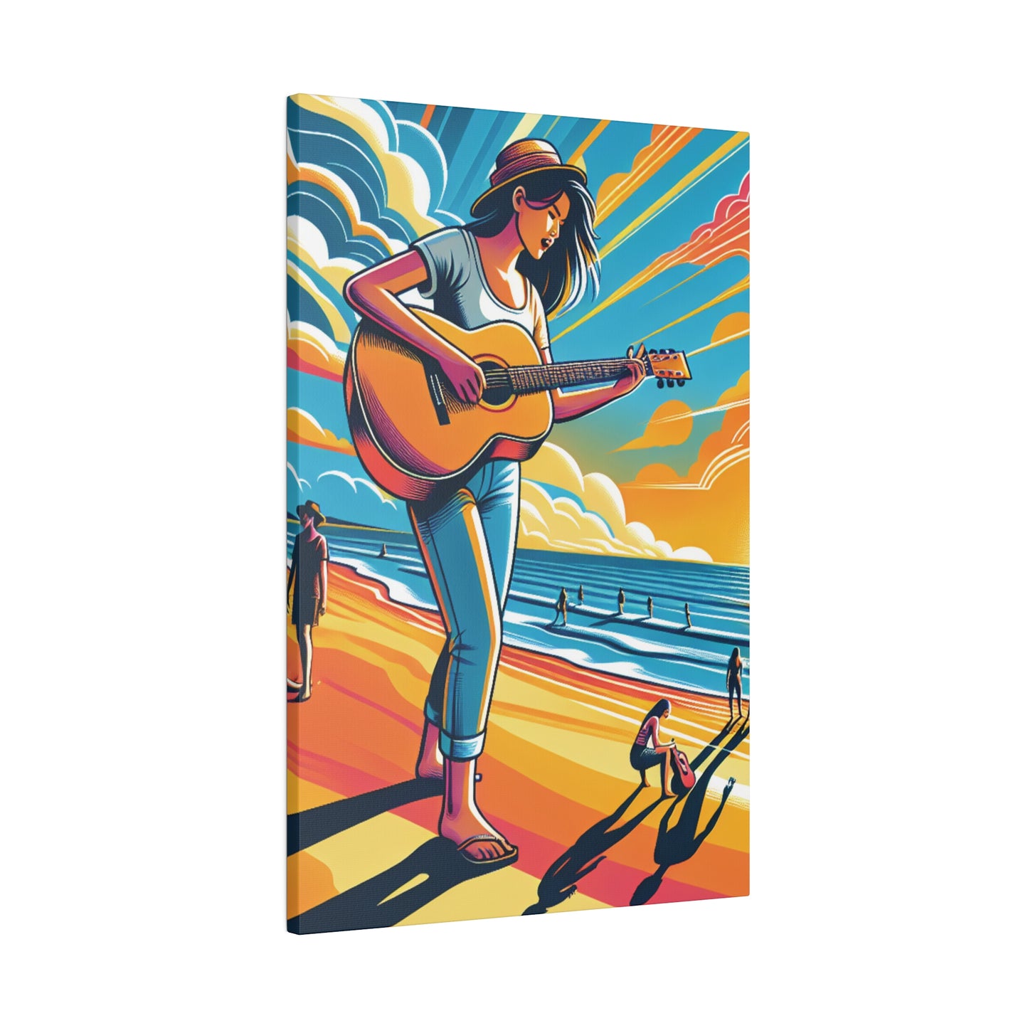 8246J - music art work, musician gift ideas, sunset background, sunset designs, ocean art work, beach art work, guitar art work, guitar player