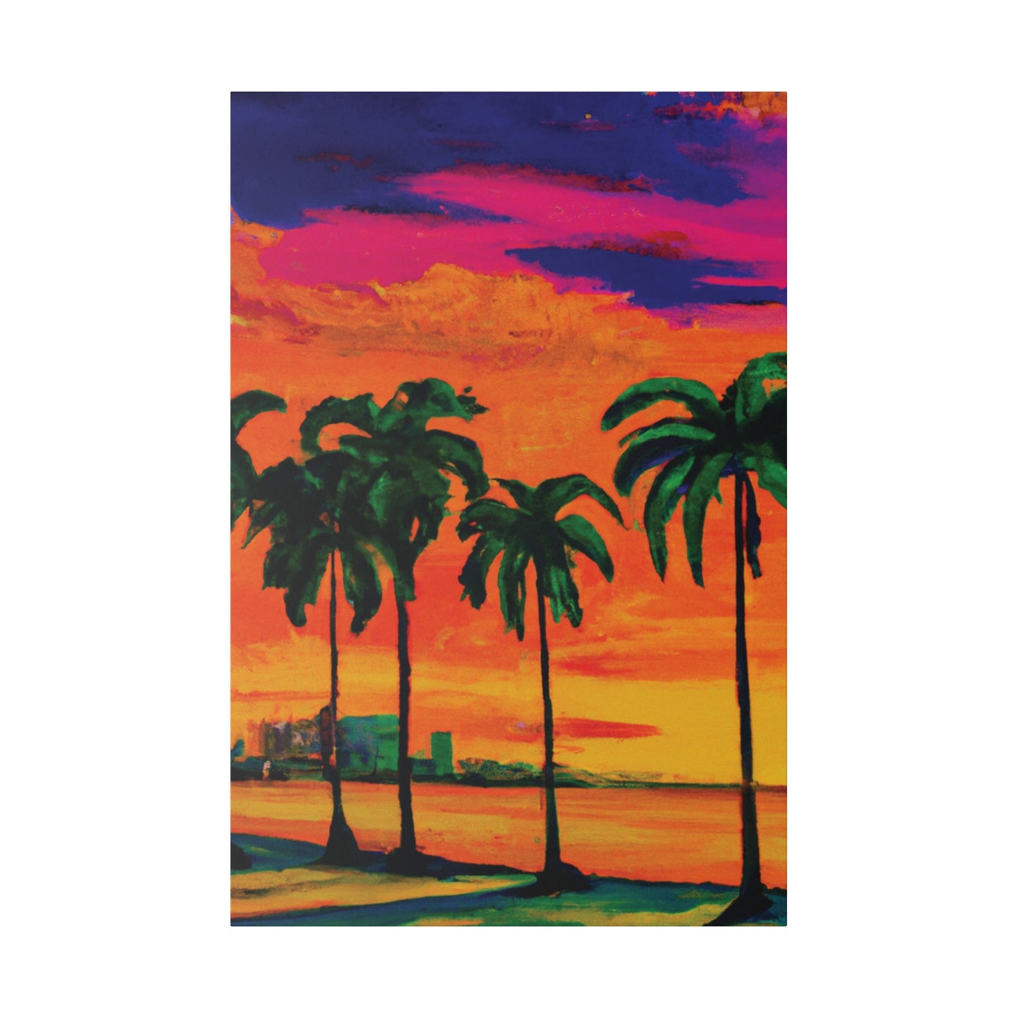 7389Y - Miami Beach Sunset Painting Print | Miami | Beach | Sunset | Poster | Home Decor | Wall Art | Canvas