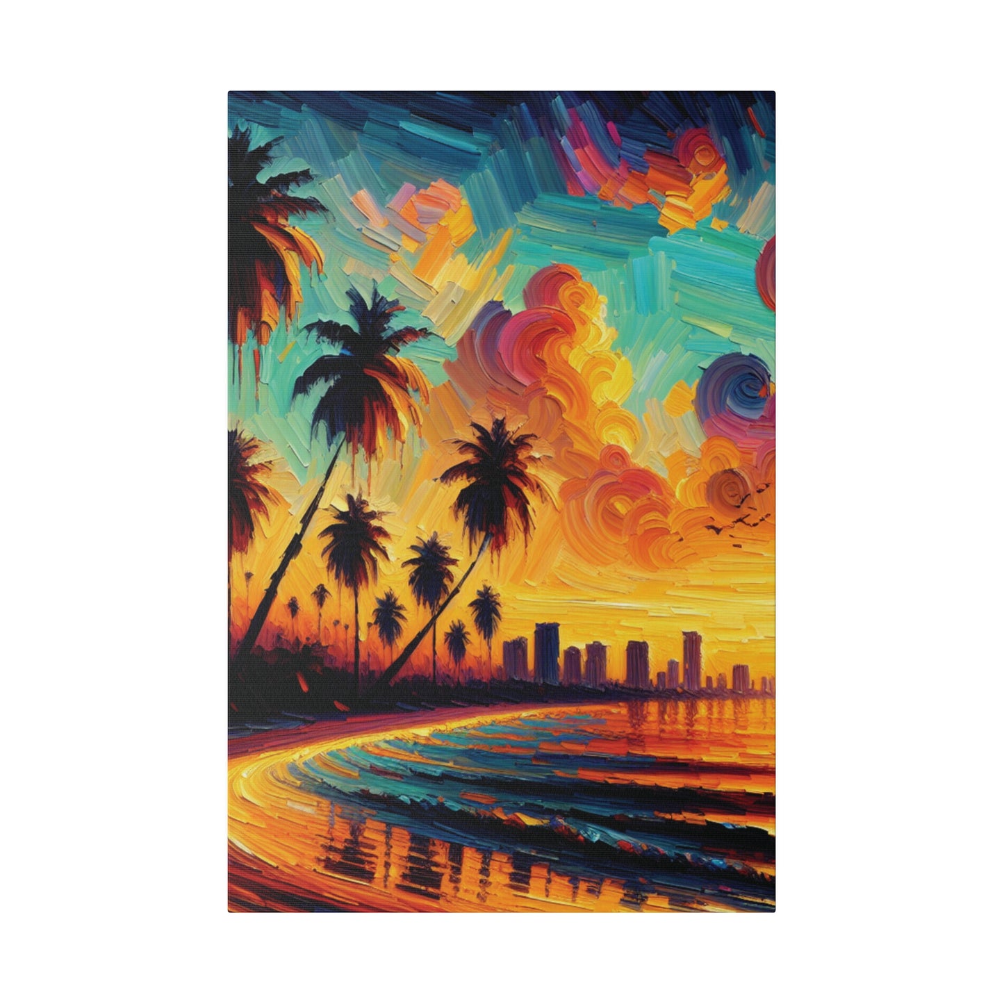 3726Z - miami beach art, sunset background, ocean art work, beach art work, sunset designs, miami beach painting, miami beach print