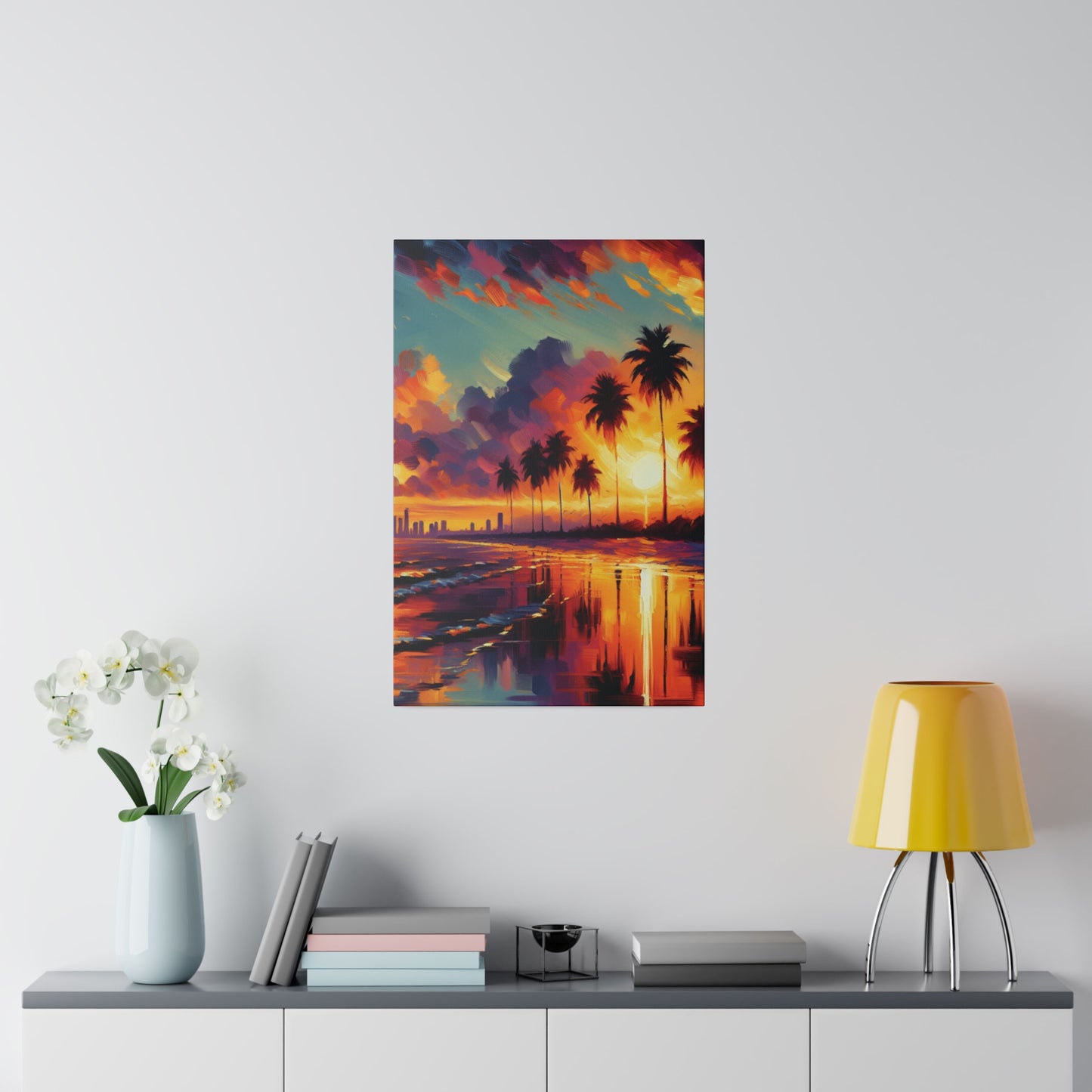 6720B - miami beach art, sunset background, ocean art work, beach art work, sunset designs, miami beach painting, miami beach print