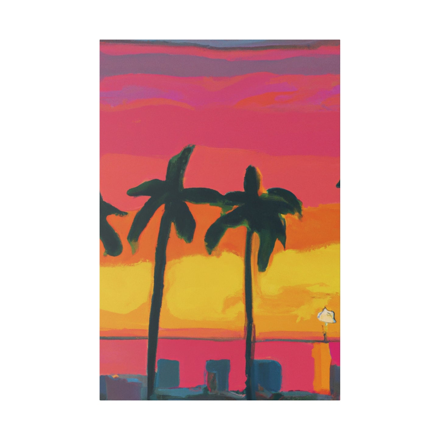 9642Q - Miami Beach Sunset Painting Print | Miami | Beach | Sunset | Poster | Home Decor | Wall Art | Canvas