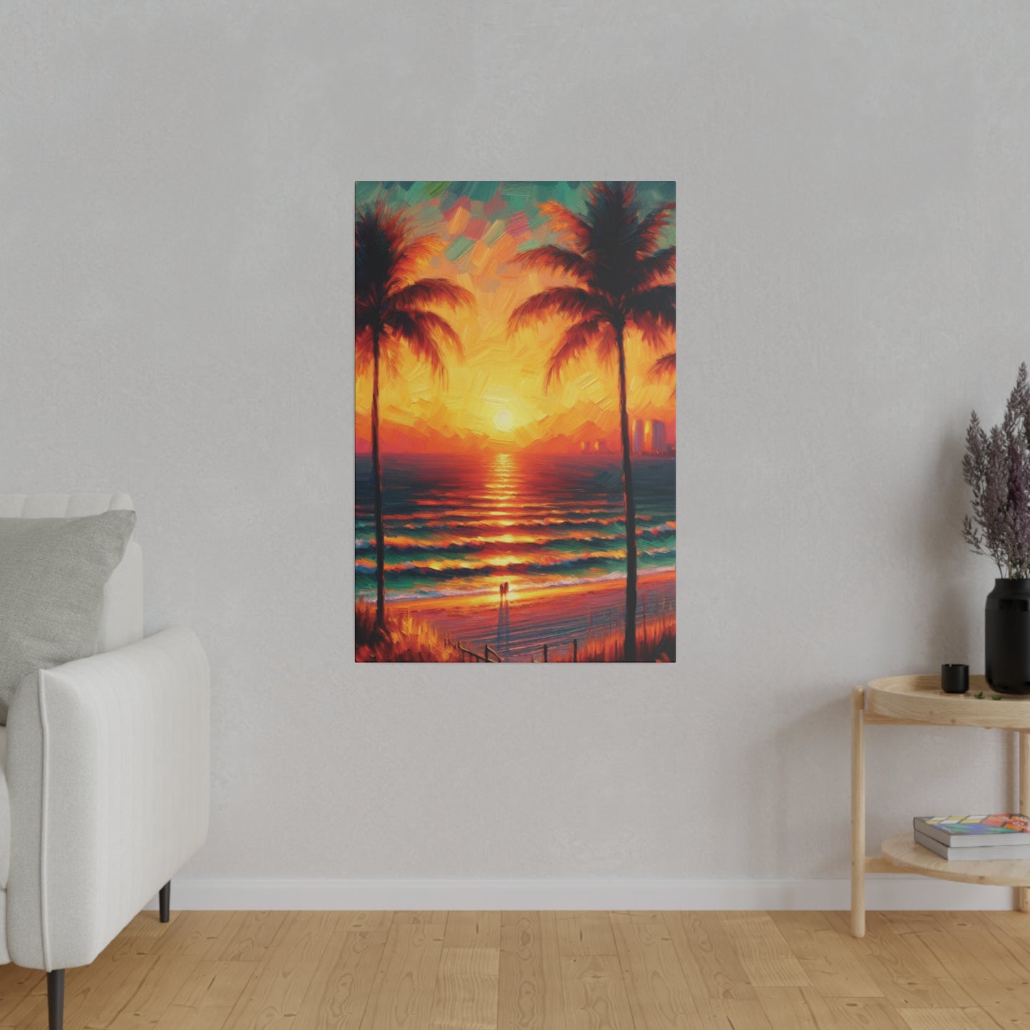 3569G - miami beach art, sunset background, ocean art work, beach art work, sunset designs, miami beach painting, miami beach print