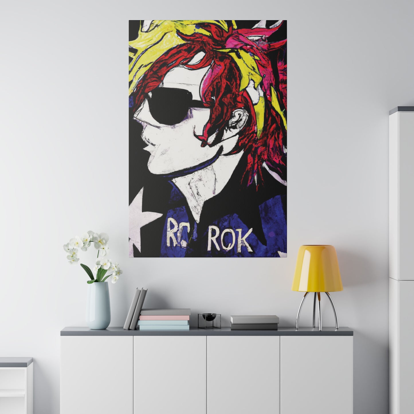 7561C - Rockstar Painting Print | Face | Abstract | Poster | Home Decor | Wall Art | Music Art | Canvas