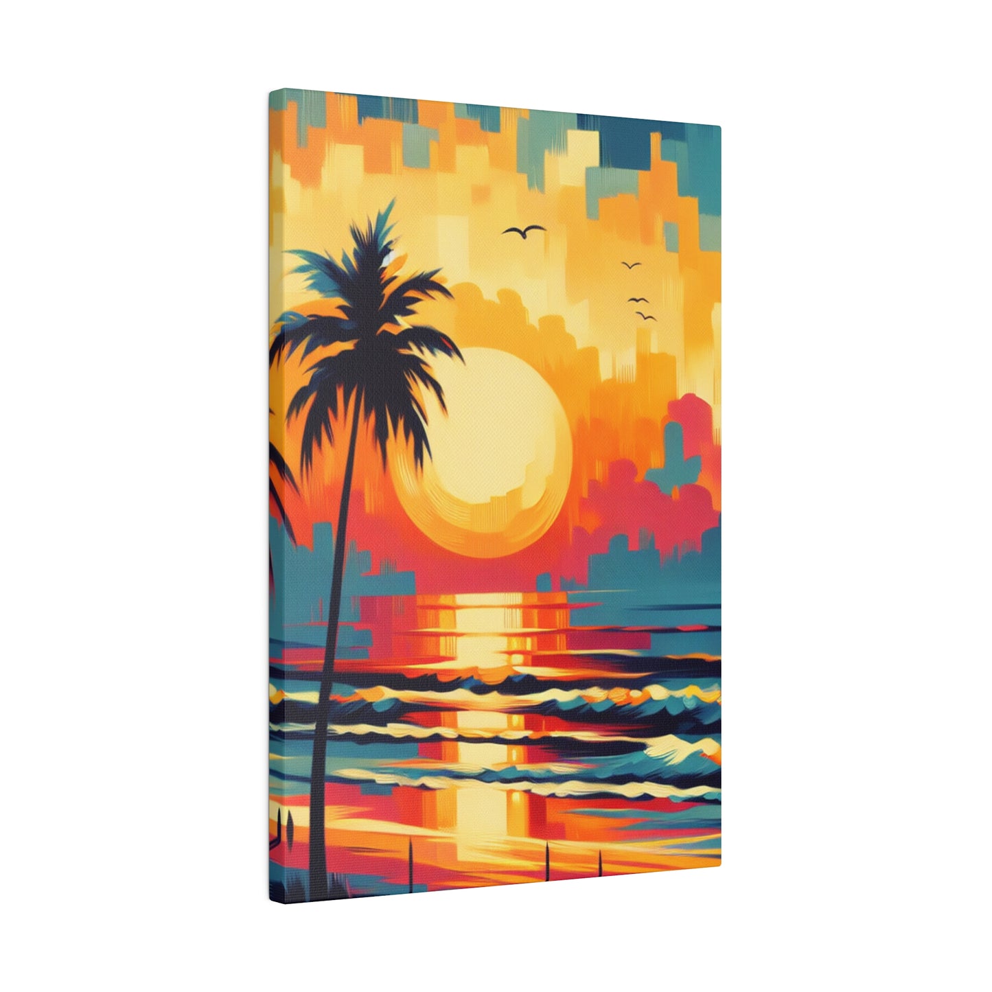 6284F - Miami Beach Sunset Painting Print | Miami | Beach | Sunset | Poster | Home Decor | Wall Art | Canvas